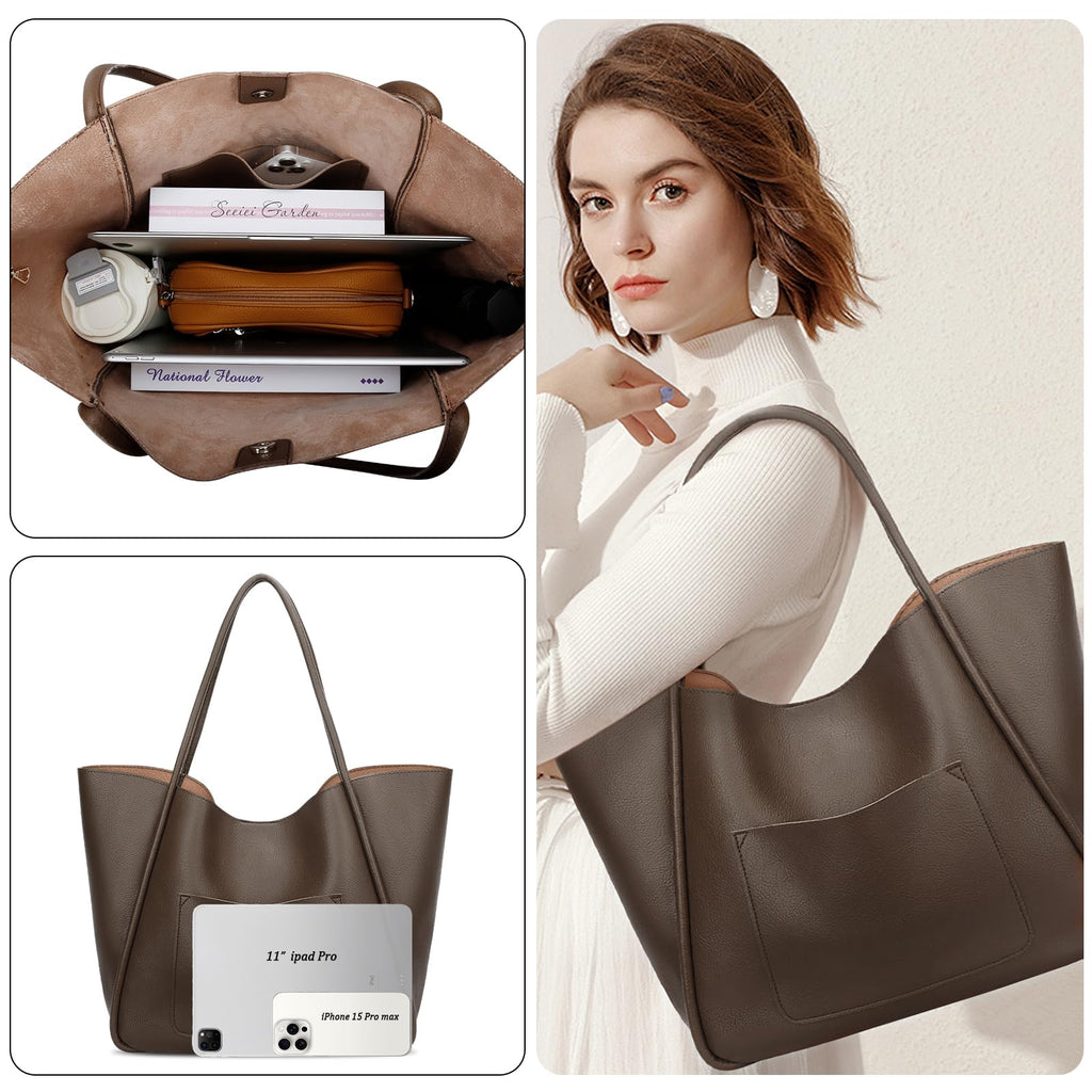 KKXIU Tote Bag for Women Vegan Leather Shoulder Purse Large Capacity Travel Bag
