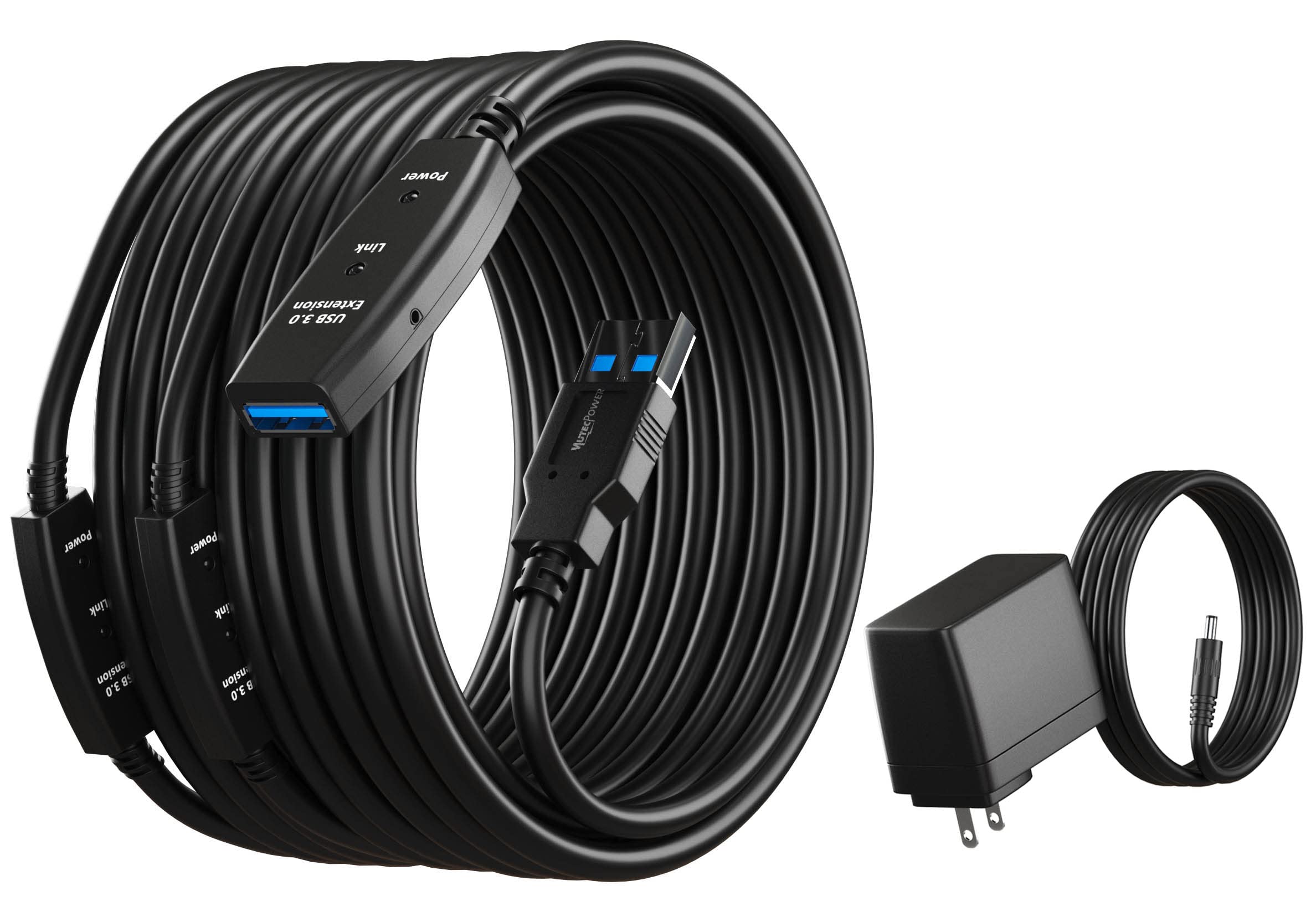 MutecPower 16 Feet Active USB Extension Cable 3.0 Male to Female with A Extension chipset Signal Booster - Active Extension/Repeater Cord 5 Meters / 16 Feet