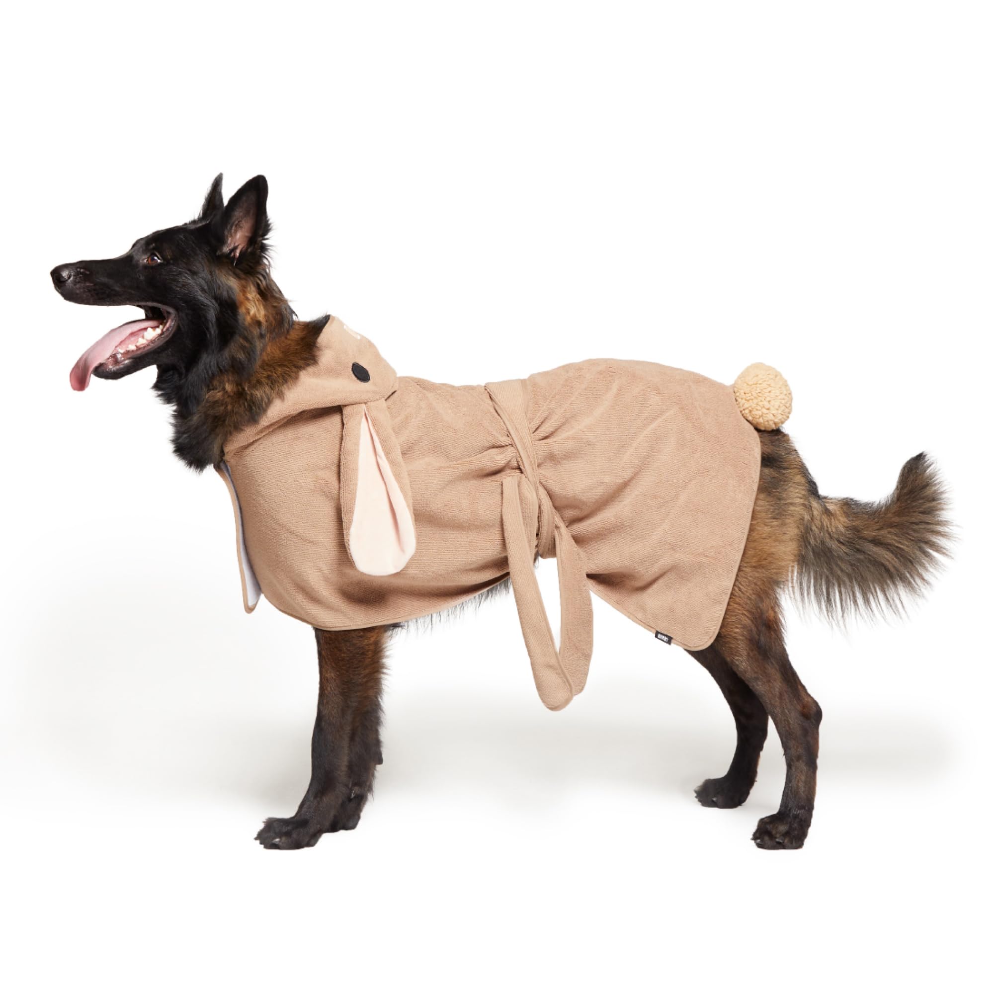 Barkbox Dog Bathrobe Fast Drying with Hook and Loop Closure & Wrap Tie Snuggle, Cute Dogs Clothes, Easy to Clean, Machine Washable, Dog Coats and Tumble Dry Low - Bunny, Medium