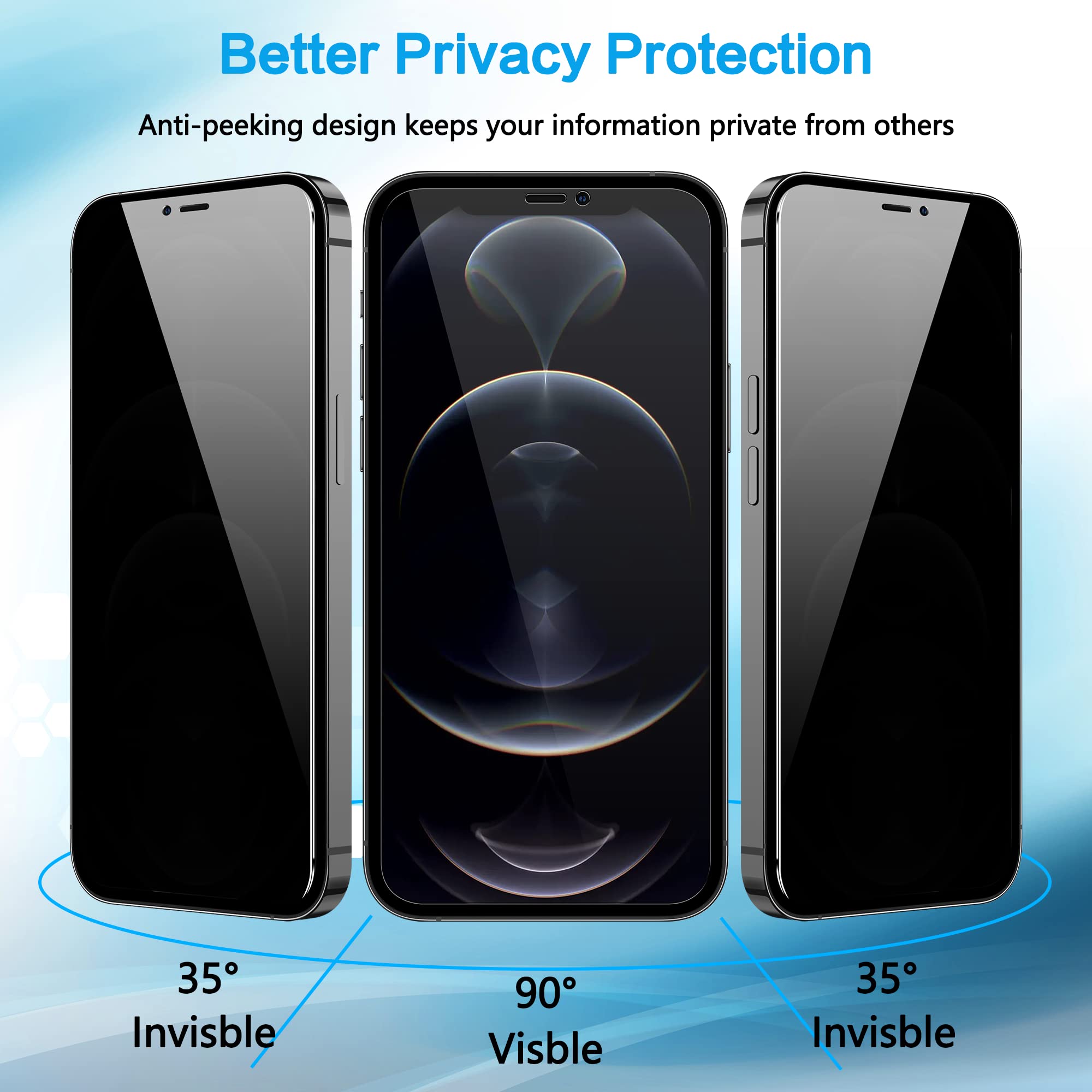WHPXJY Privacy Screen Protector for iPhone 11 Pro Max & iPhone Xs Max (2 Pack), Tempered Glass Film with 28° Privacy Protection, Anti-Scratch, Easy Installation, Bubble-Free (Not for iPhone 11)