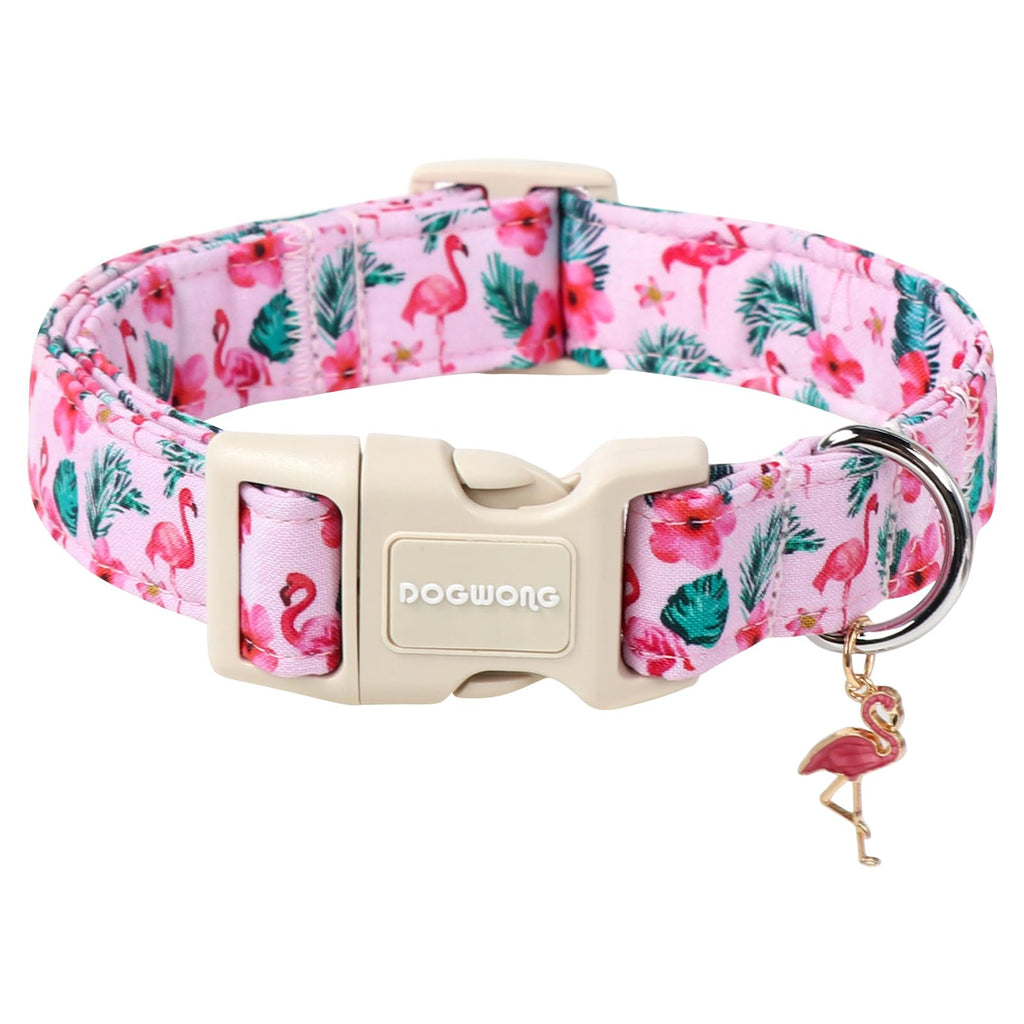 DOGWONG Cotton Dog Collar, Blue Plaid Heavy-Duty Dog Collar Durable Soft Boy Dog Collar Cute Wedding Puppy Necklace for Small Medium Large Dog
