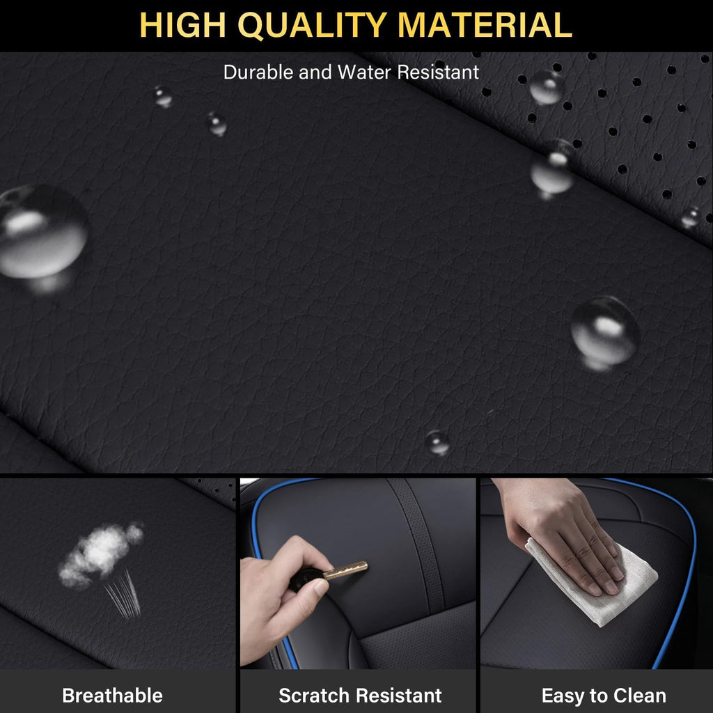 Coverado Chevy Silverado Seat Covers, Faux Leather Seat Covers Fit for Chevy Silverado GMC Sierra 2007-2025 1500, 2015-2025 2500HD 3500HD Crew Double Extended Cab (Front, Black)