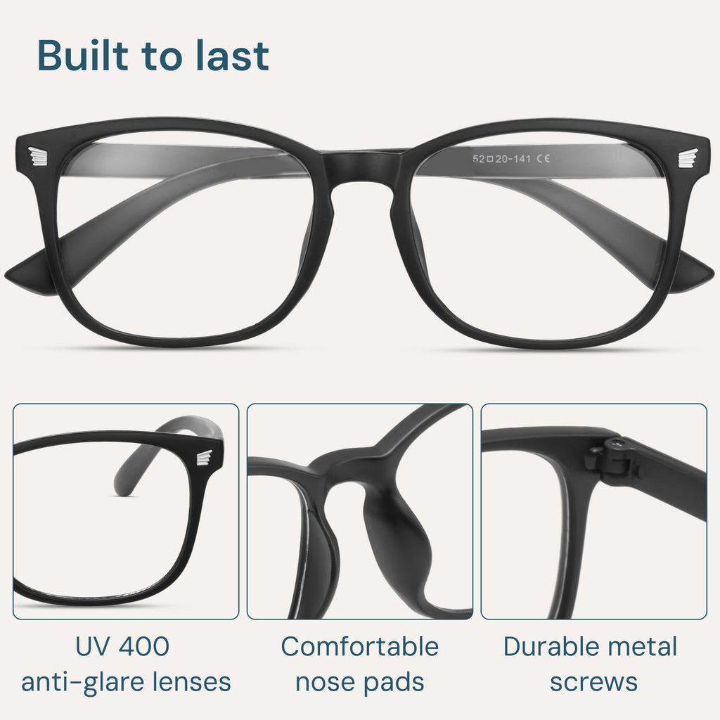 Gaoye Transparent, Clear Blue Light Glasses for Computer & Gaming - Anti UV Ray Lenses, Scratch-Resistant & Comfort Fit