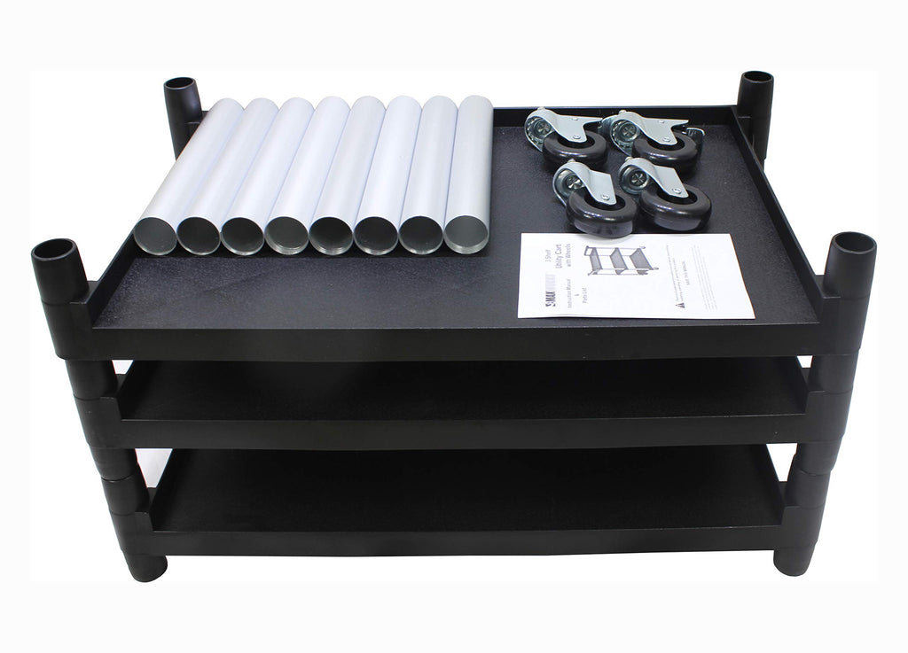 MaxWorks 50993 500-lb Utility Service PP Cart with Two Trays and Wheels 40 inch x 17 inch Overall Dimensions