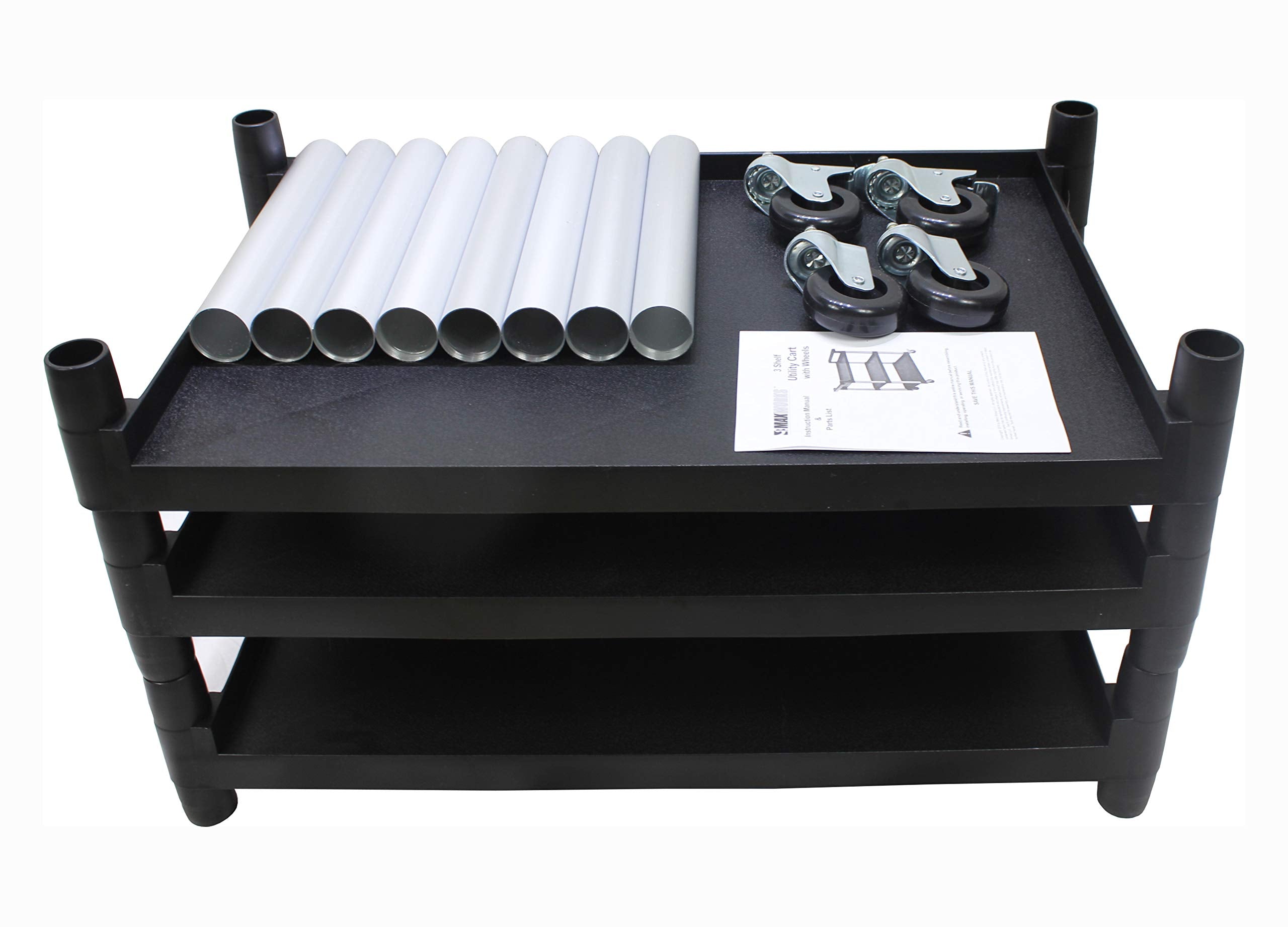 MaxWorks 50993 500-lb Utility Service PP Cart with Two Trays and Wheels 40 inch x 17 inch Overall Dimensions