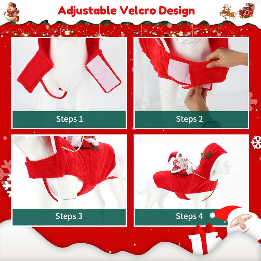 BWOGUE Santa Dog Costume Christmas Pet Clothes Santa Claus Riding Pet Cosplay Costumes Party Dressing up Dogs Cats Outfit for Small Medium Large Dogs Cats