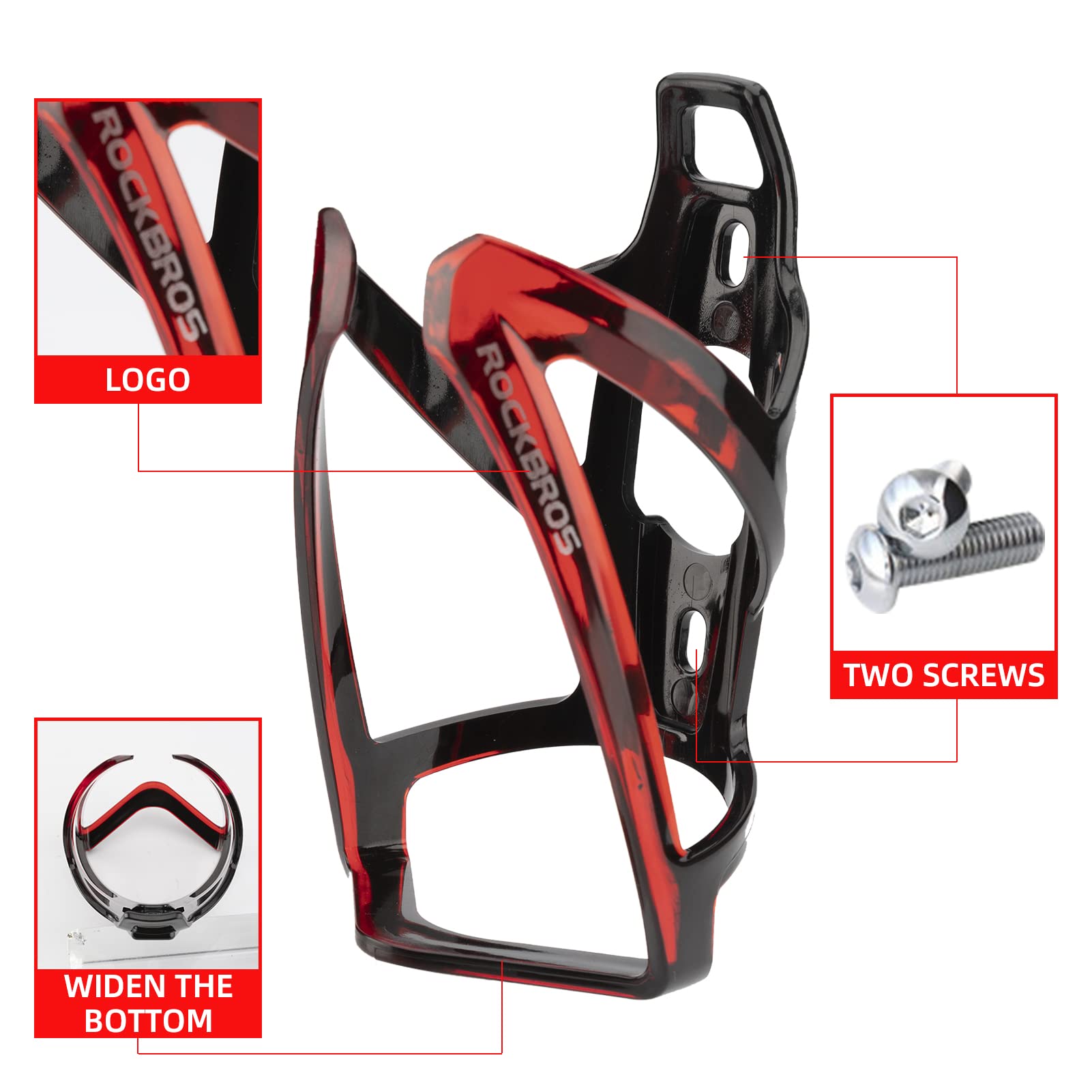 ROCKBROS Bike Water Bottle Holder Ultra-Light Bicycle Bottle Cages with Screws Tool, Universal Bike Cup Holder Rack for Road MTB Bikes…