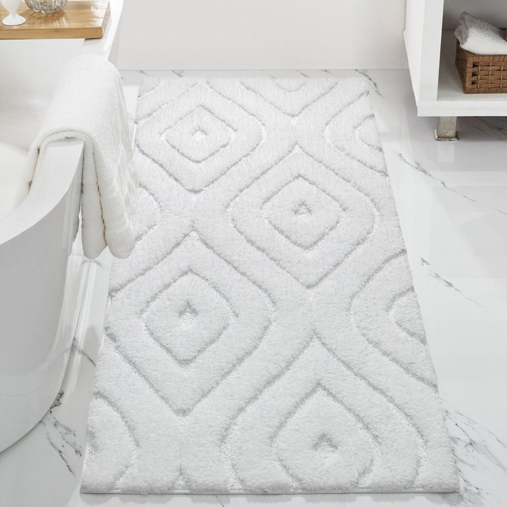 DEXDE Bathroom Rugs Runner 24x47 Long Bath Rug Non Slip Soft Washable Large Bath Mats for Bathroom Bedroom Hallway Kitchen Floor Carpet Modern Boho Decor, Beige