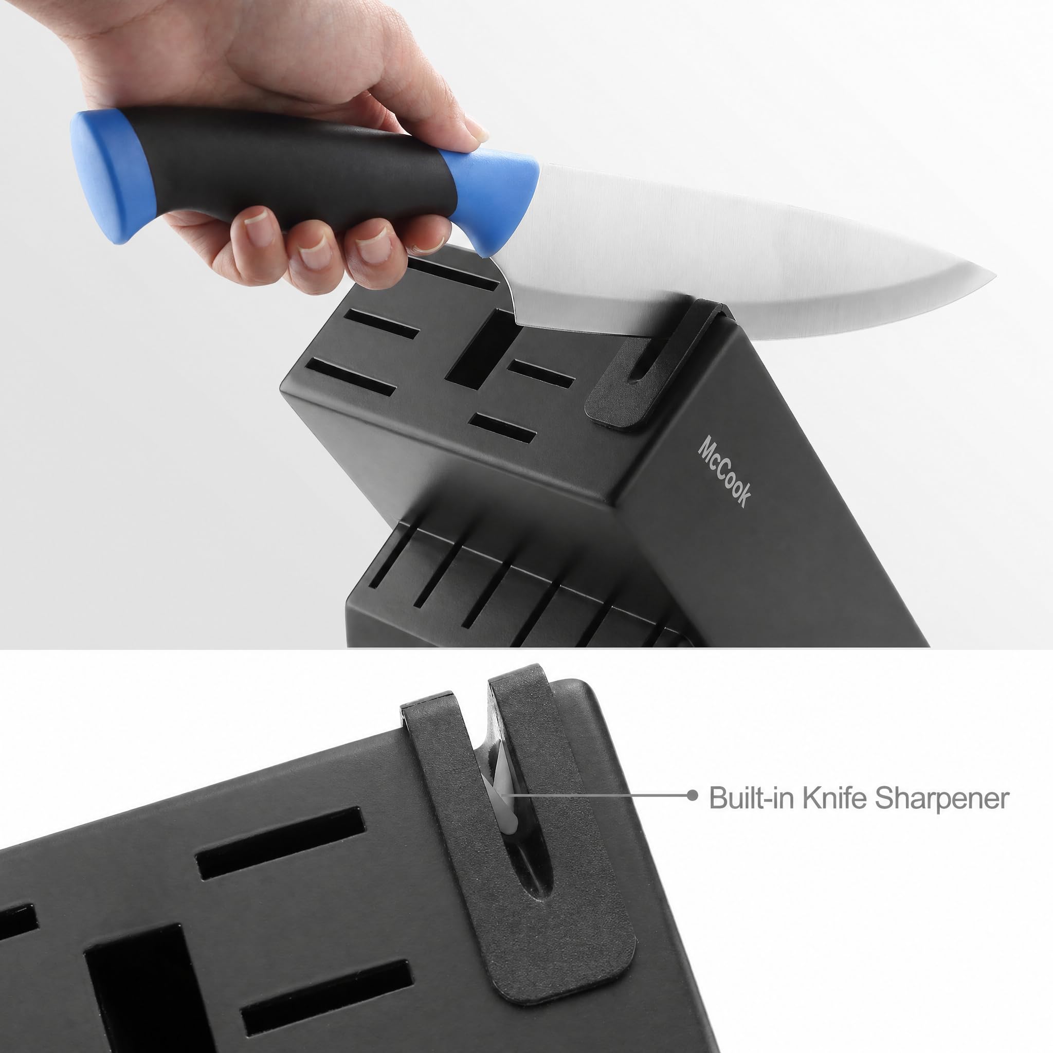 McCook® Knife Sets,German Stainless Steel Kitchen Knife Block Set with Built-in Sharpener, 20-Piece Razor-Sharp Kitchen Knives, Forged Triple Rivet,Full Tang,Ergonomic Handle,Elegant Box for Gift