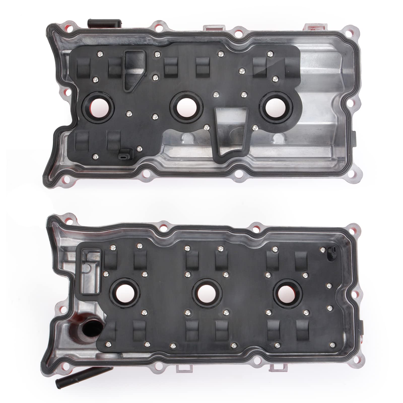 MITZONE Engine Valve Cover Set with Bolts & Oil Cap & Gaskets & Spark Plug Tube Seals & P CV Cover Compatible with 2003-2008 Nissan 350Z Infiniti FX35 G35 M35 VQ35DE 3.5L Part# 13264AM600 13264AM610