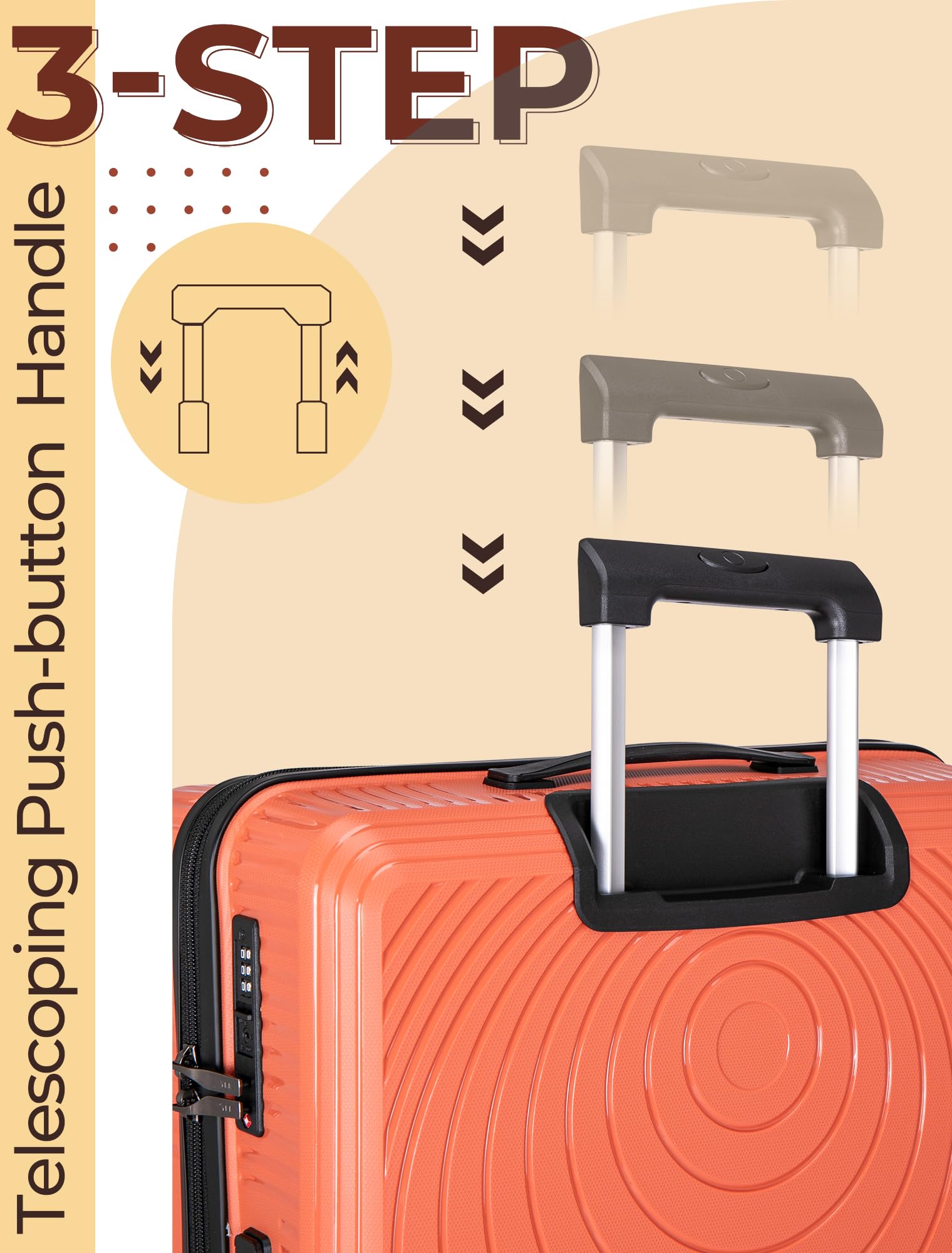 CONCEPTEN Luggage Sets,Suitcases with Wheels, Hardshell Suitcase Set, PP Carry on Luggage Set with TSA Lock, Travel Luggage (Black, Bag Type)