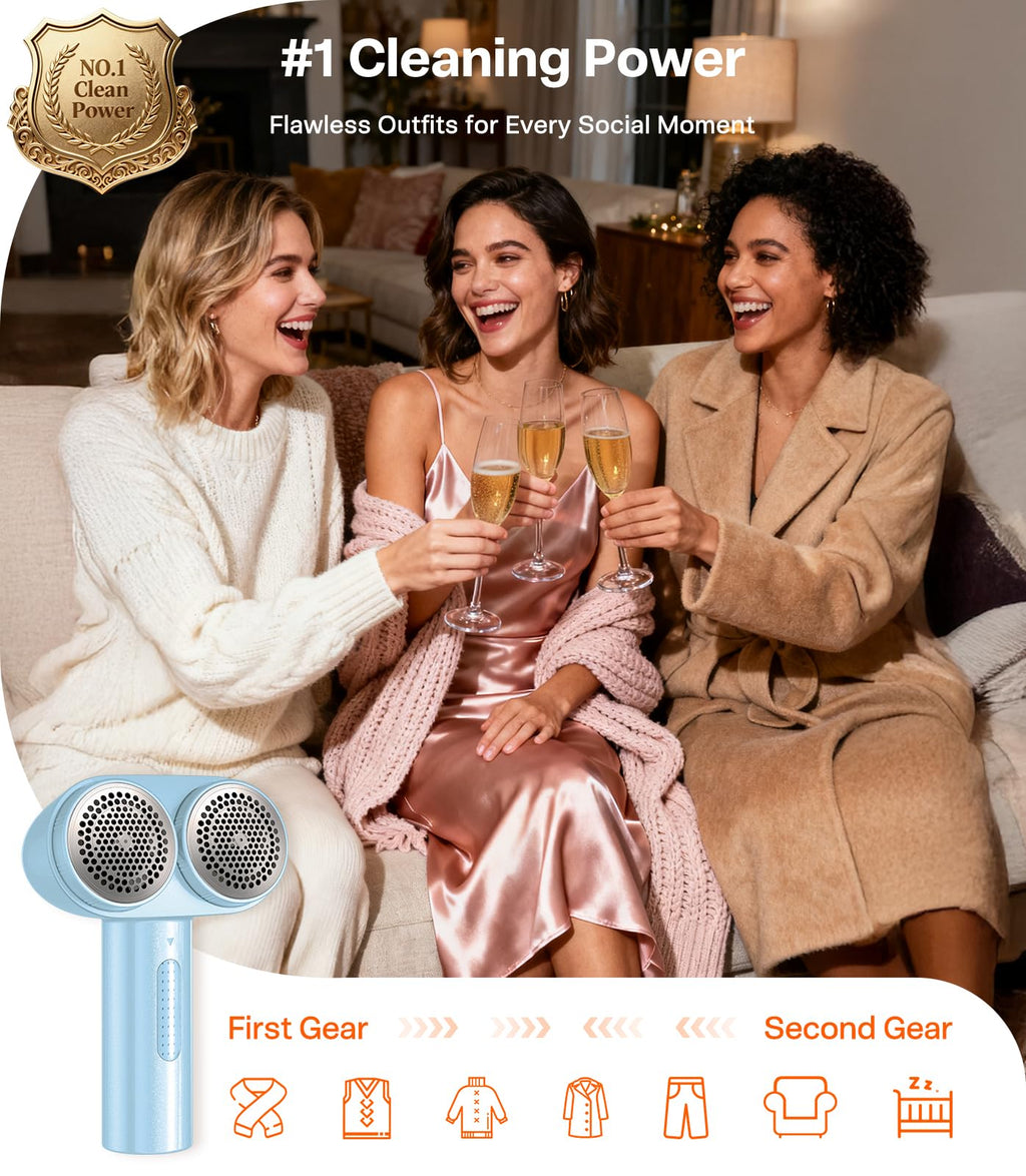 TORRAS Rechargeable Fabric Shaver Electric Lint Remover 3-Speed Remove Fuzz, Pilling for Cashmere, Wool, Clothes, Sweater, Coat, Furniture, Clothes depiller with Replacement Blades