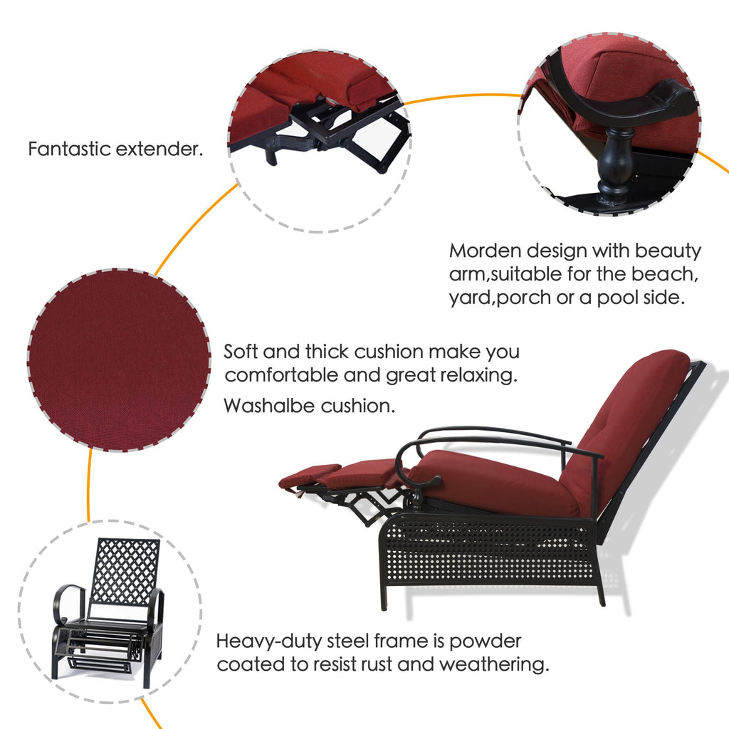 Kozyard Adjustable Outdoor Reclining Lounge Chair, Cushioned Patio Chaise Lounge with Extendable Metal Frame for Sunbathing, Reading & Relaxing – Comfortable Outdoor Recliner, Aqua
