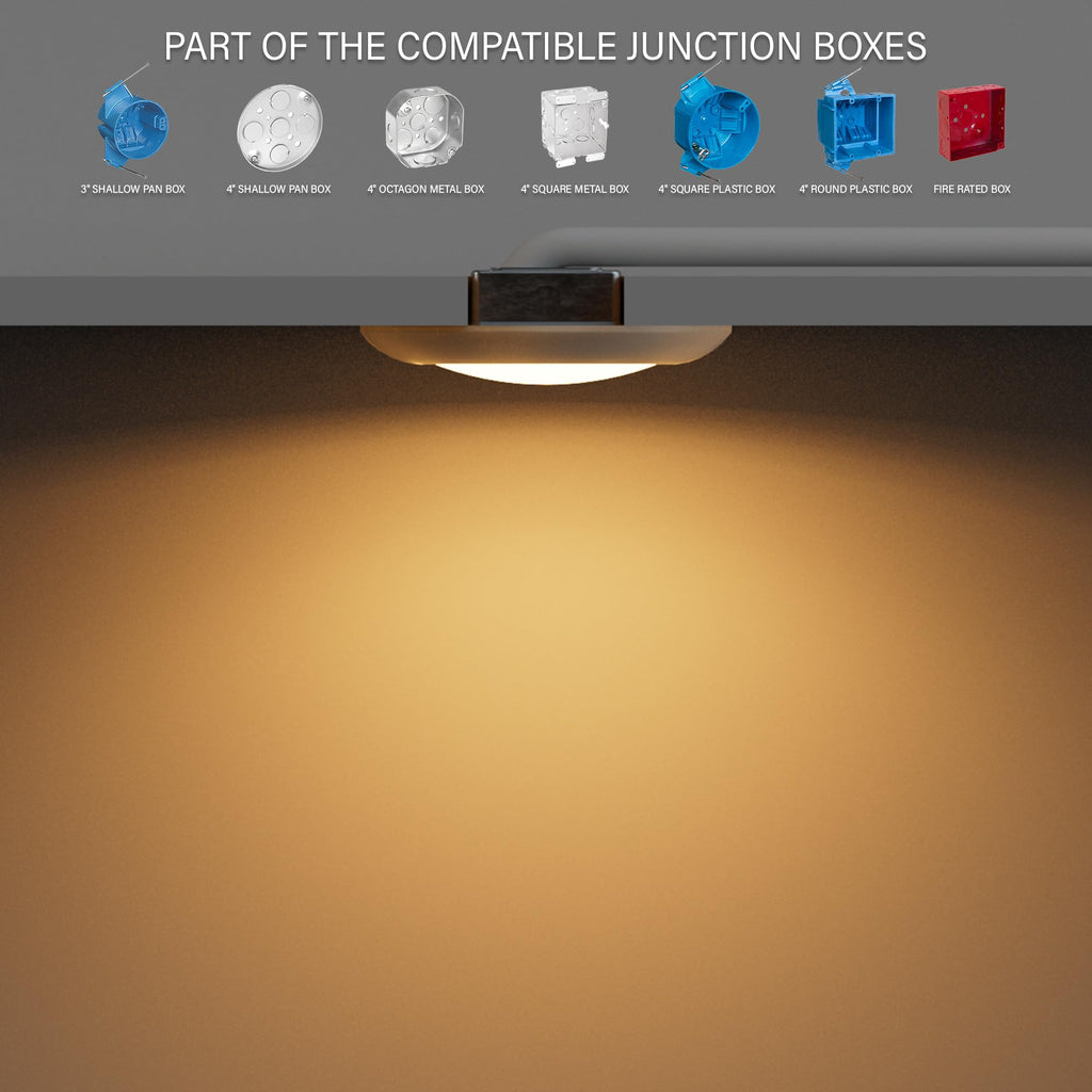 6 Inch LED Low Profile Disk Light with Night Light, 120VAC, 15W, 5CCT Color Changing, 1000LM, Dimmable, ETL, Shower Wet Rated Screw in Flush Mount Ceiling Light, White/1 Pack