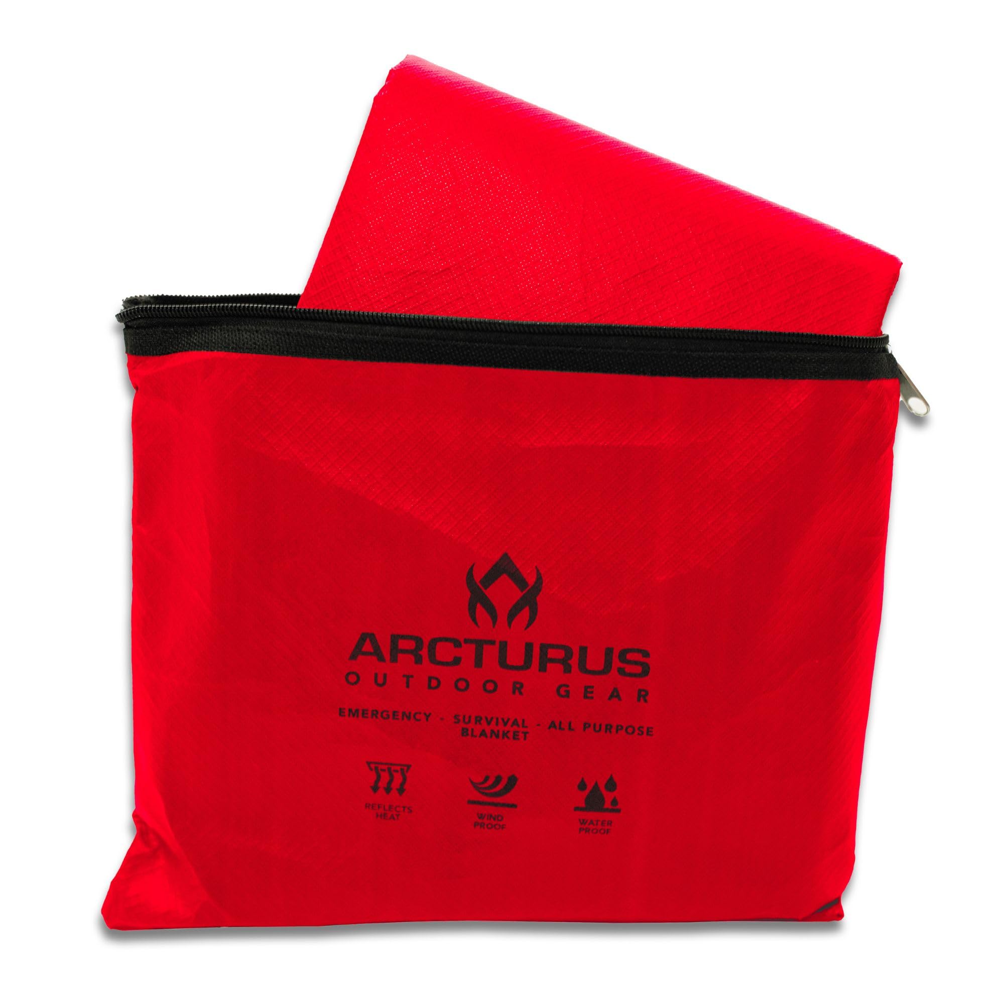 Arcturus Insulated Tarp, Reusable Heavy Duty Thermal Survival Blanket – 60x82in, Reflects 90% Body Heat, Waterproof, Windproof, 3-Layer Design, Reinforced Grommets, Black