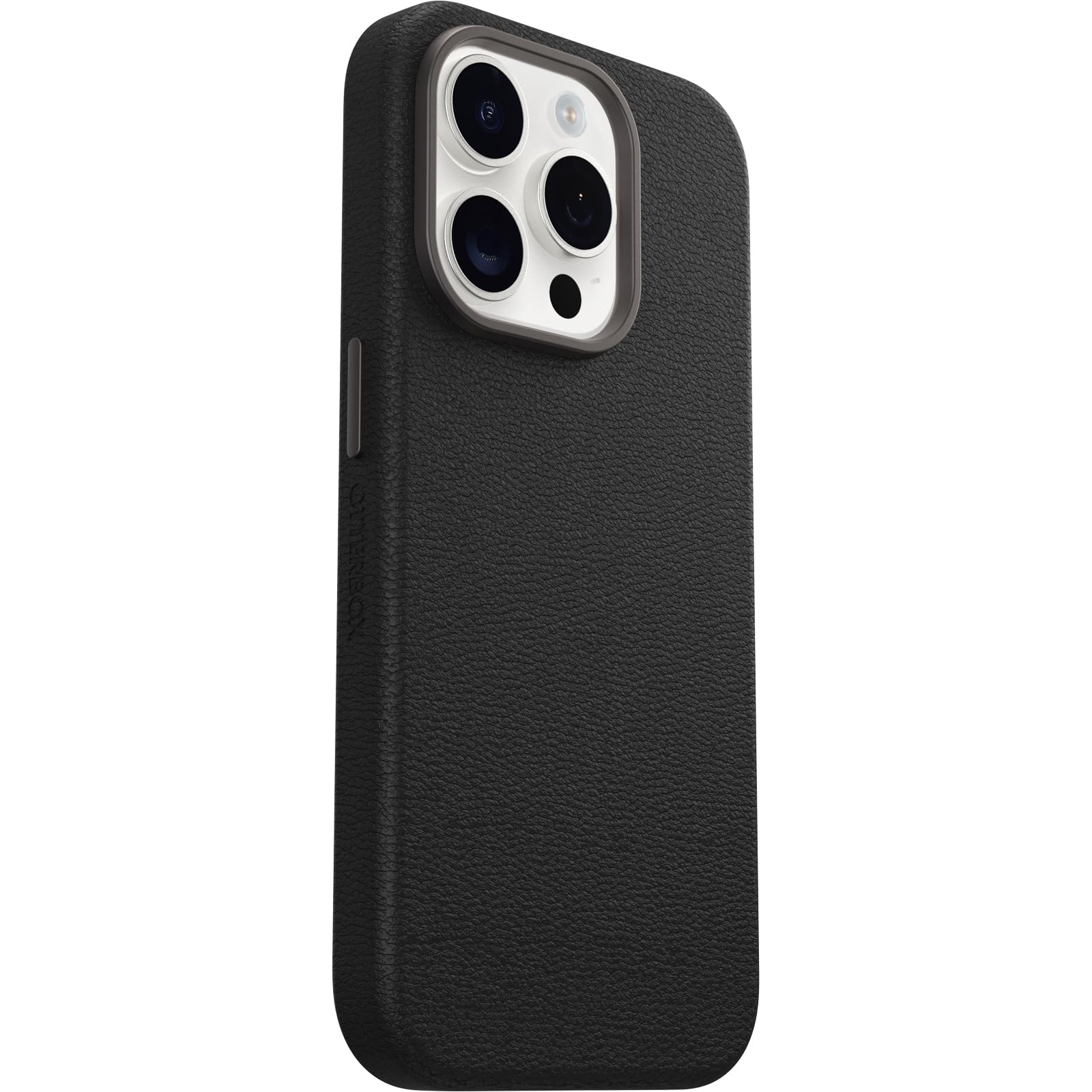 OtterBox iPhone 15 Symmetry Series Cactus Leather for MagSafe - Noir ASH (Black), Slim, Premium, Protective iPhone Case