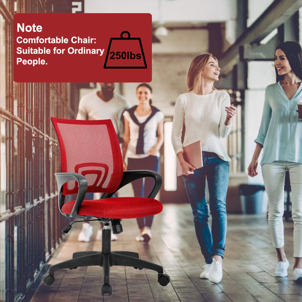 BestOffice Home Office Chair Ergonomic Desk Chair Mesh Computer Chair with Lumbar Support Armrest Executive Rolling Swivel Adjustable Mid Back Task Chair for Women Adults, Black (Black)
