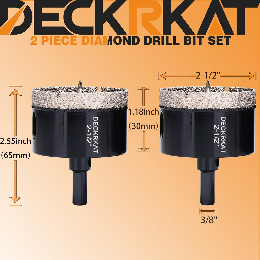 1 Inch Diamond Hole-Saw Bits with Pilot Drill Bit - 2pc 1" Diamond Tipped Tile Hole Saws with Guiding Bit Accurate Drilling for Porcelain Tile Ceramic Pottery Granite Stone Glass Bottles 25mm