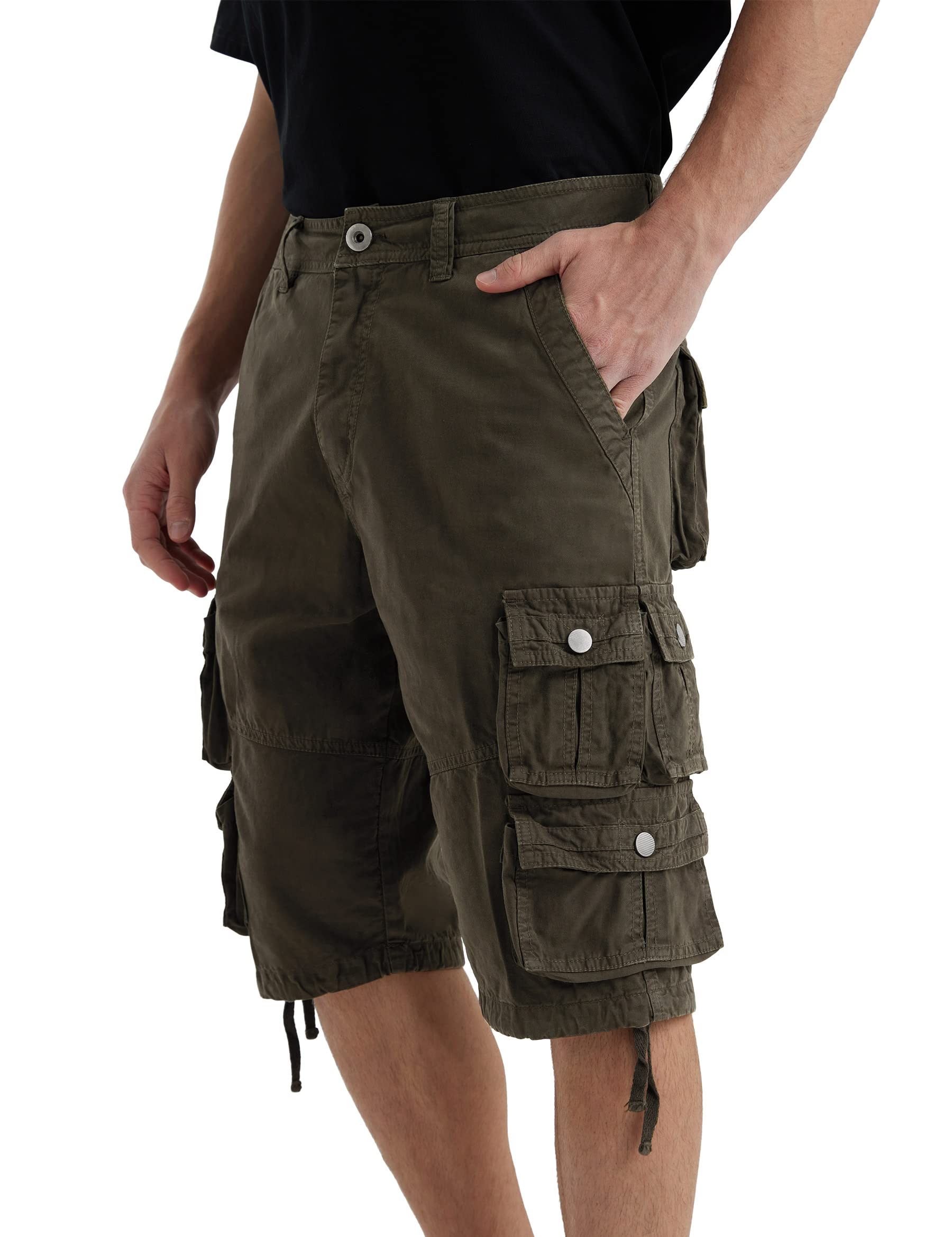 YGREYG Mens Cargo Shorts Long Capri Below The Knee Shorts 3/4 Relaxed Fit Long Shorts with Pockets