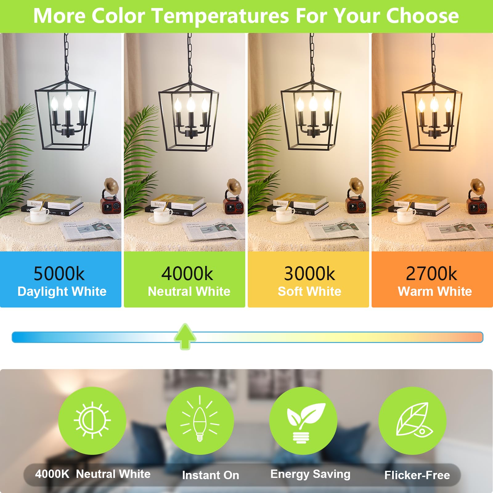 MAXvolador Dimmable E12 LED Candelabra Bulbs 60W Equivalent, Daylight White 5000K, 600LM Chandelier Light Bulb, B11 LED Candle Light Bulbs, 12 Pack