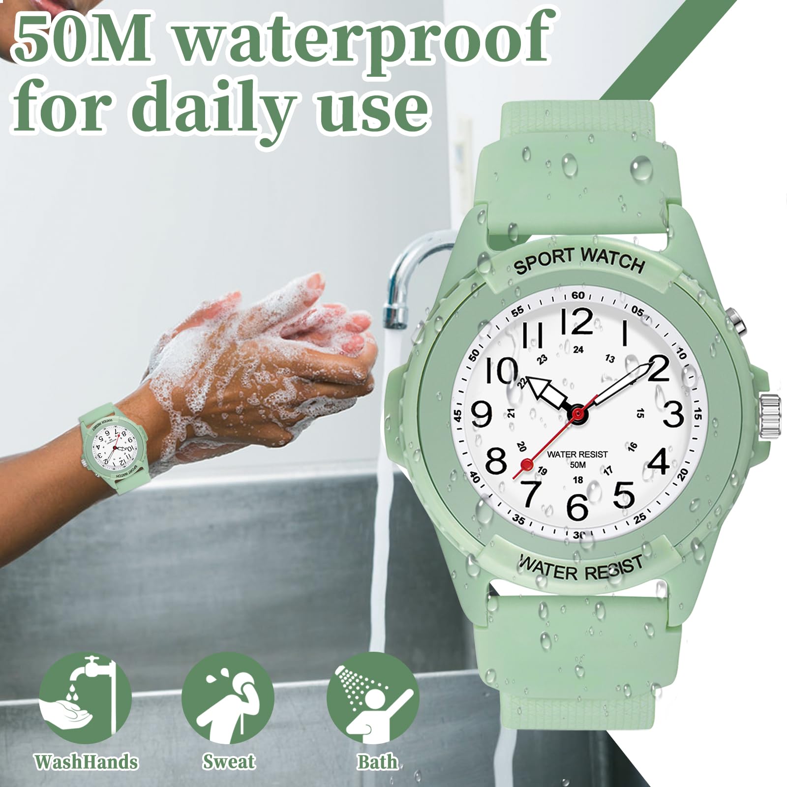 PROKING Waterproof Nurse Watch for Medical Professionals Students Women Men, Night Light, 12/24 Hour Military Time Easy to Read Dial, Second Hand Watch for Nursing Day Gifts