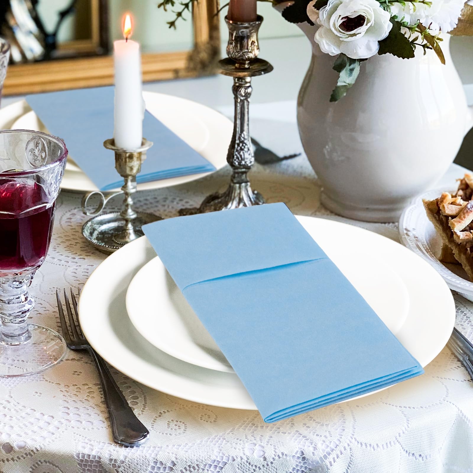 KAMMAK Black Napkins Disposable with Pocket Wedding Decorative Dinner Paper Napkins 100 Pack Linen Feel Prefolded Guest Hand Towels for Party Decoration, Cocktail Reception, Hotel (16.5 x 16.5 inch)