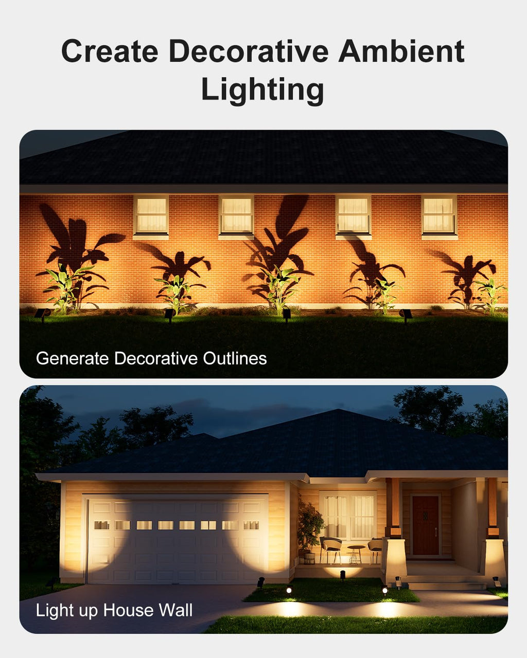 Solar Power Spot Lights Outdoor Waterproof for Christmas Decorations, Flag, Tree, Wreath, Santa Claus, Snowman, Bright LED Landscape Lamp Uplights for Outside Garden, Yard, Patio, Sidewalk,Warm White