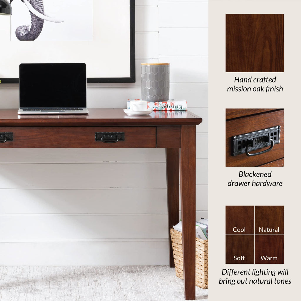 Leick Home Cottage White Turned leg Laptop Desk with Center Drawer, White
