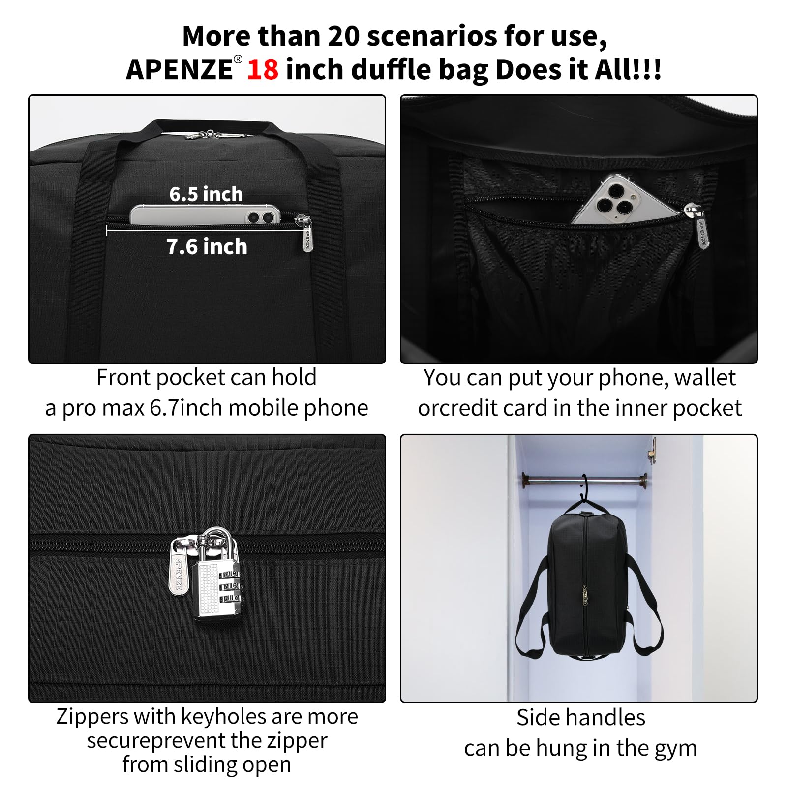 Apenze Small Gym Bag Carry On Bag - 12 in Mini Duffle Bag Lightweight for Overnight Travel(Camouflage)