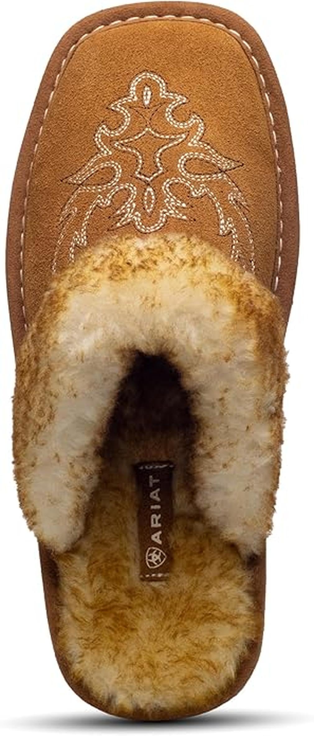ARIAT Women's Jackie Square Toe Warm Soft Genuine Suede Leather Indoor Outdoor Slippers with Plush Collar