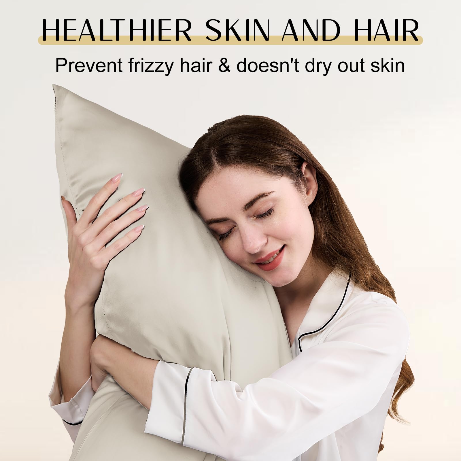 ZIMASILK Upgraded 100% 6A Grade Pure Mulberry Silk Pillowcase for Hair and Skin Silk Pillow Cases with Reinforced Hidden Zipper, More Soft & Durable, Gift Box (Standard 20"x26" Beige)