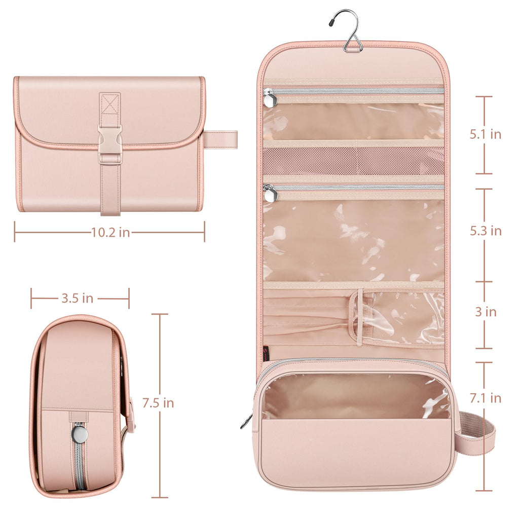 FINTIE Portable Toiletry Cosmetic Travel Bag, Large Water Resistant Hanging Makeup Organizer Storage Pouch Case for Women Girls (Blooming Hibiscus)