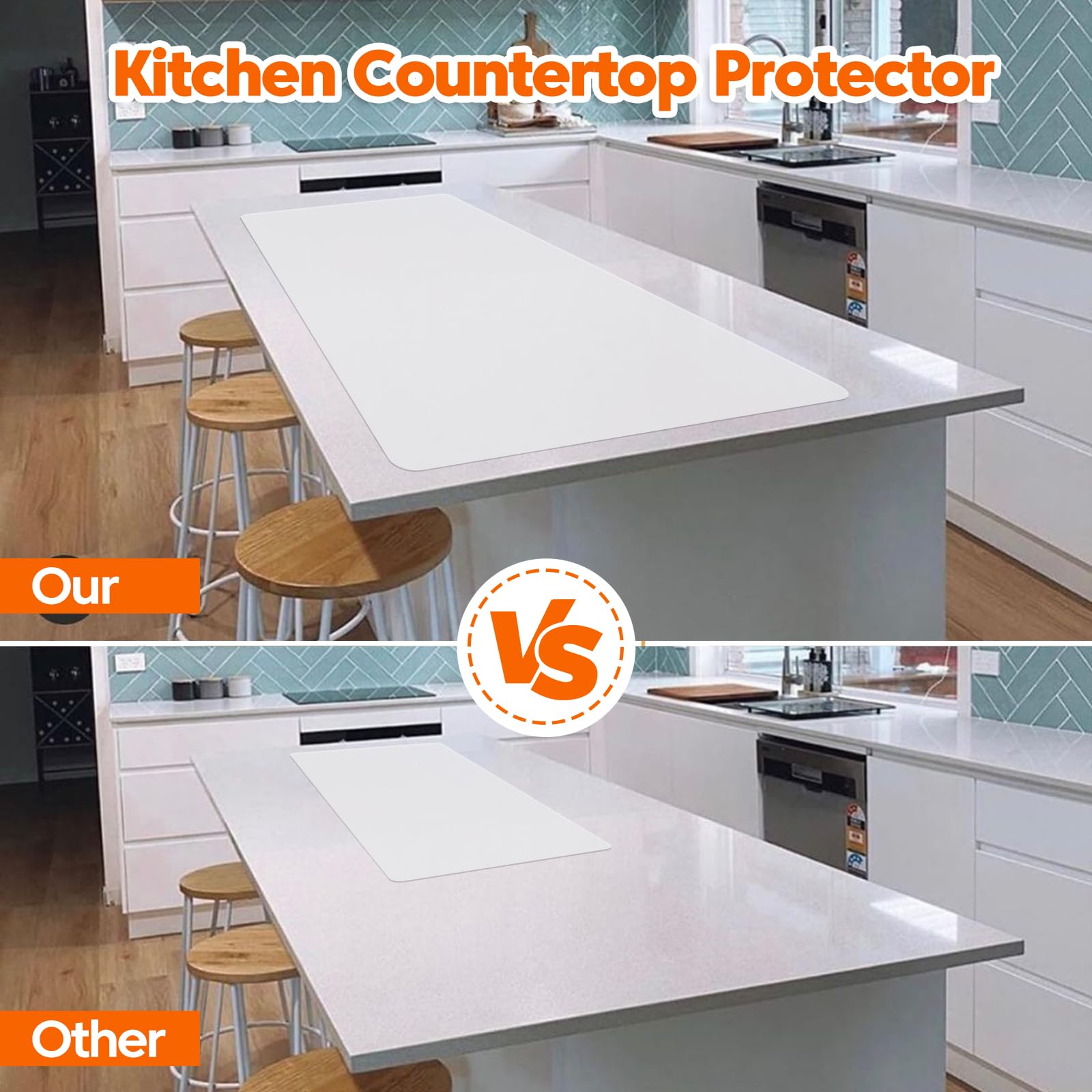 Large Silicone Mat, 72”x16” Heat Resistant Mats for Countertop, Cuttable Waterproof Kitchen Counter Mat, Multipurpose Countertop Protector Mat, Silicone Mats for Kitchen Counter (Black)