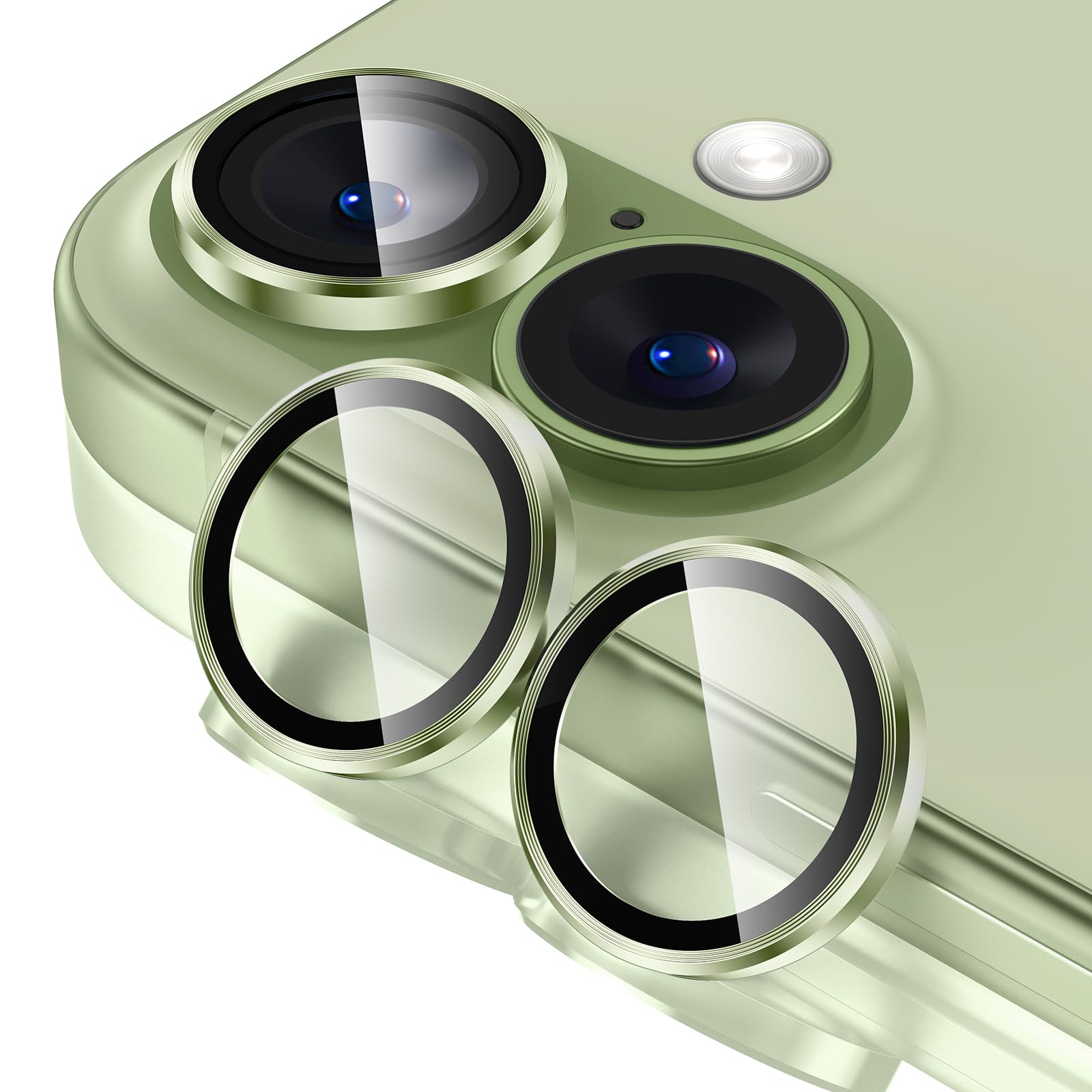 Tensea for iPhone 13 mini/iPhone 13 Camera Lens Protector, 9H Tempered Glass Camera Cover Screen Protector Metal Individual Ring for iPhone 13mini 5.4 inch /13 6.1 inch