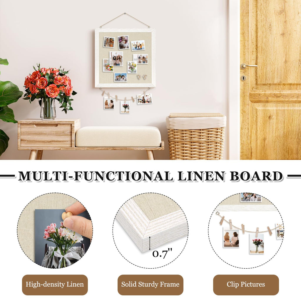 DOLLAR BOSS Black Cork Board with Linen Double-Sided 16''X 12'', Black Cork Boards for Walls, Wood Frame Bulletin Board Hanging Pin Board, Cork Board for Office Home School 1-Pack