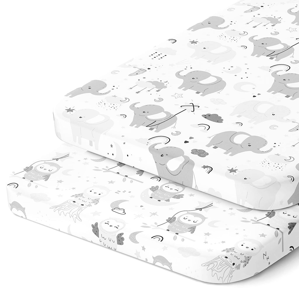 Joey + Joan Bassinet Sheets Compatible with 4moms Mamaroo Sleep Bassinet - Fits 18 x 30 Inch Oval Bassinet Mattress – Buttery Soft 100% Cotton – 2 Pack – Farm Animals – 2 Pack