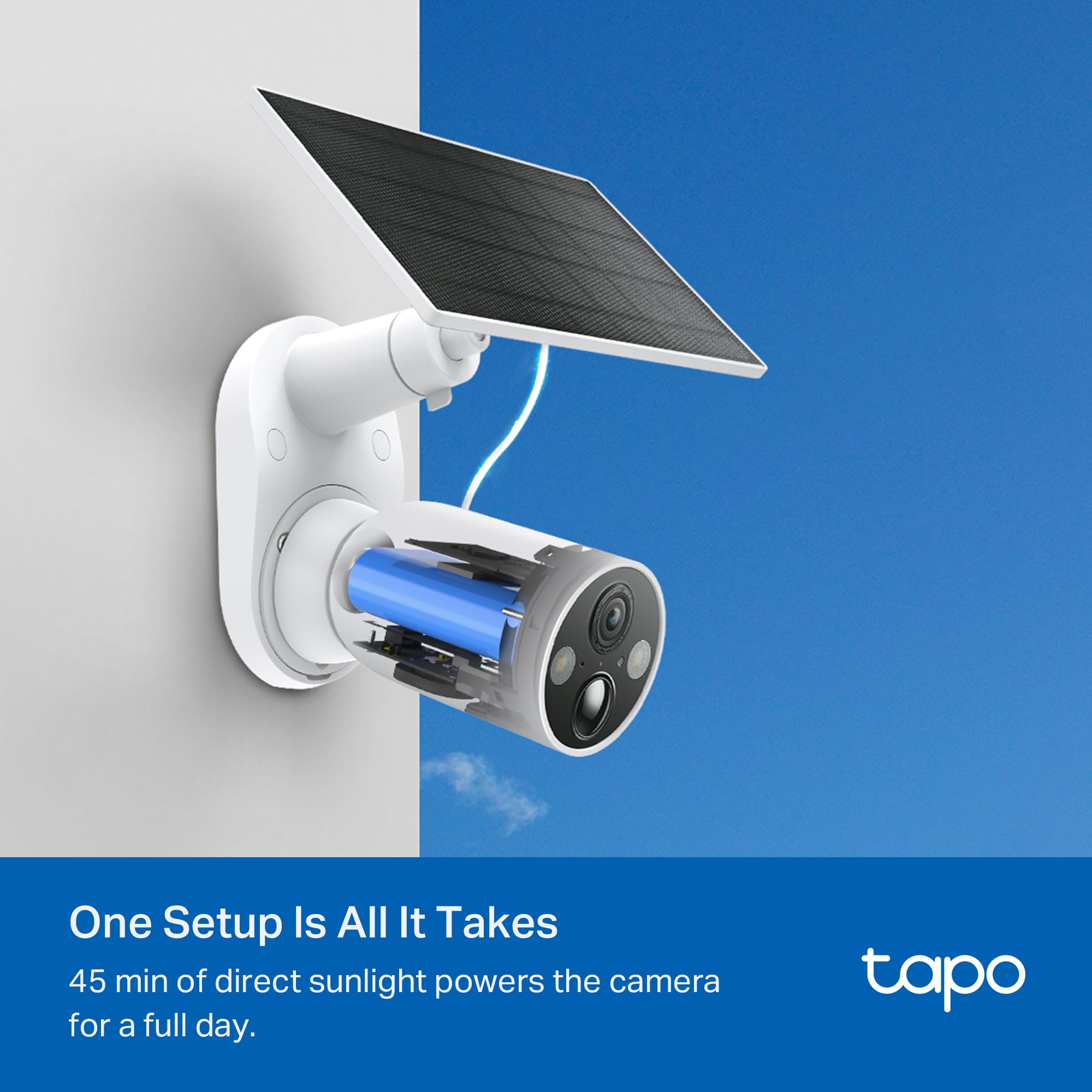 Tapo by TP-Link Wireless Outdoor Security Camera, 1080P, Up to 180 Days Battery Life, Free Person Detection, SD/Cloud Storage, Spotlight Color Night Vision, Alarm, No Hub Needed, Black, C403