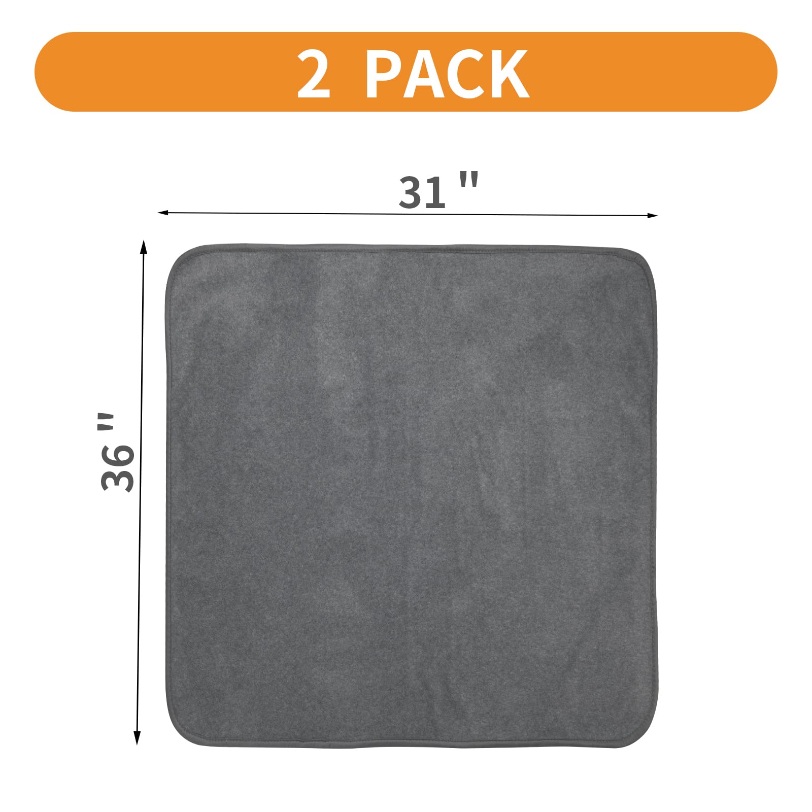 LOOBANI Washable Pee Pad for Dogs, 2 Packs Non-Slip Puppy Training Pads, Fast Absorbent Pet Whelping Pads, Puppy Playpen Mat for Incontinence, Housebreak, Crate, 31x36in, Gray