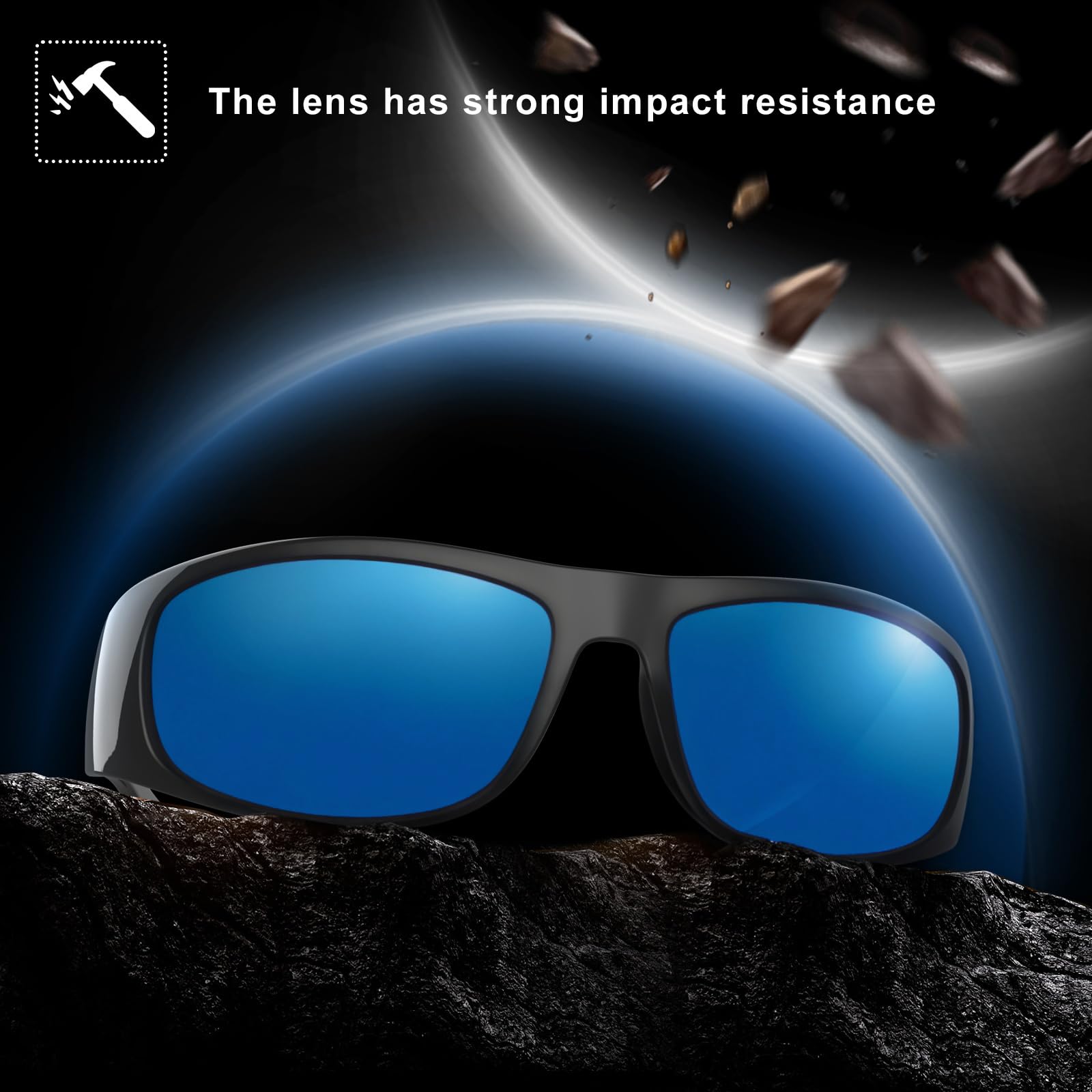 WISTON Wrap Around Sunglasses for Men Women Super Dark Blackout Sunglasses for Sensitive Eyes UV400 Protection W8005