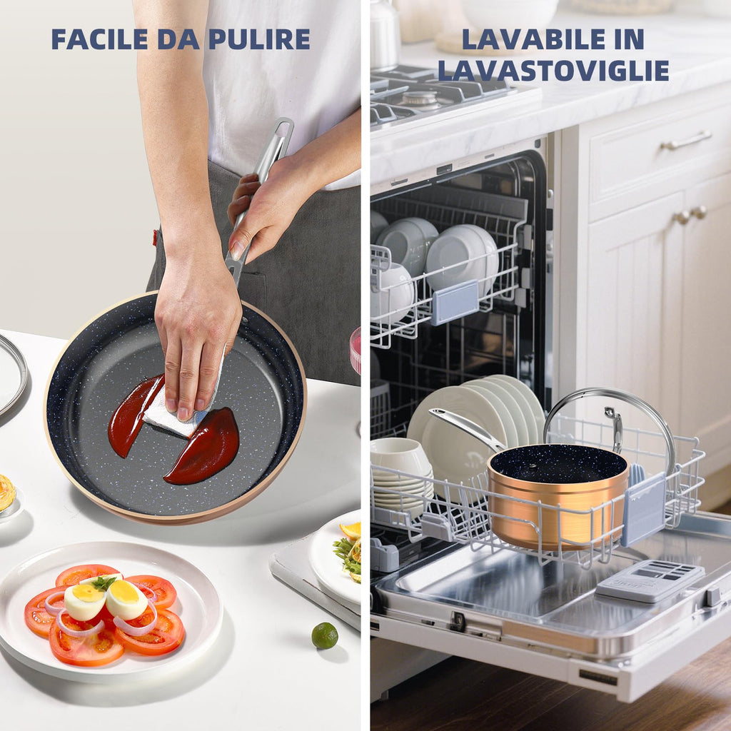 Nuwave Healthy Duralon Blue Ceramic Nonstick Cookware Set, Diamond Infused Scratch-Resistant, PFAS Free, Dishwasher & Oven Safe, Induction Ready & Evenly Heats, Tempered Glass Lids & Stay-Cool Handles
