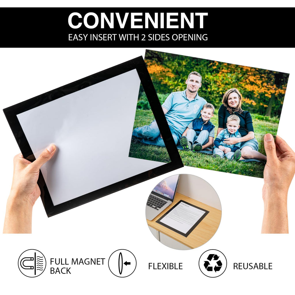 STTMGN Magnetic Picture Frames with Black Border(2.5"X3.5",12 Pack),Mini Wallet Size Magnet Photo Sleeves Pockets/Holder,Decorations for Home/Office/School/Classroom/Party
