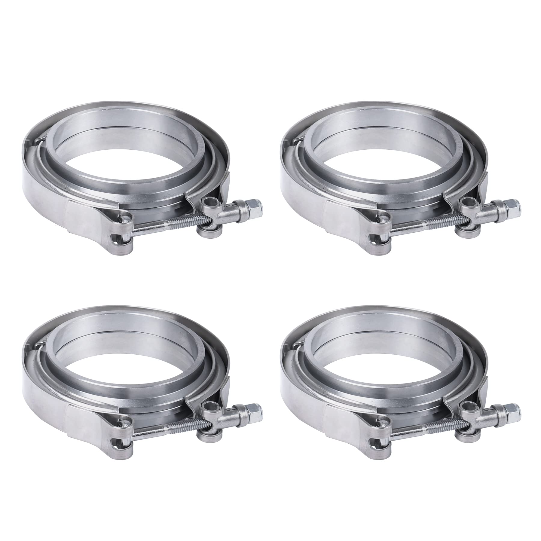 2.25" V-Band Flange Clamp Kit With Ridge Stainless Steel Replacement For Exhaust Downpipe 2.25 Inch