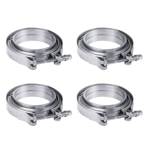 2.25" V-Band Flange Clamp Kit With Ridge Stainless Steel Replacement For Exhaust Downpipe 2.25 Inch