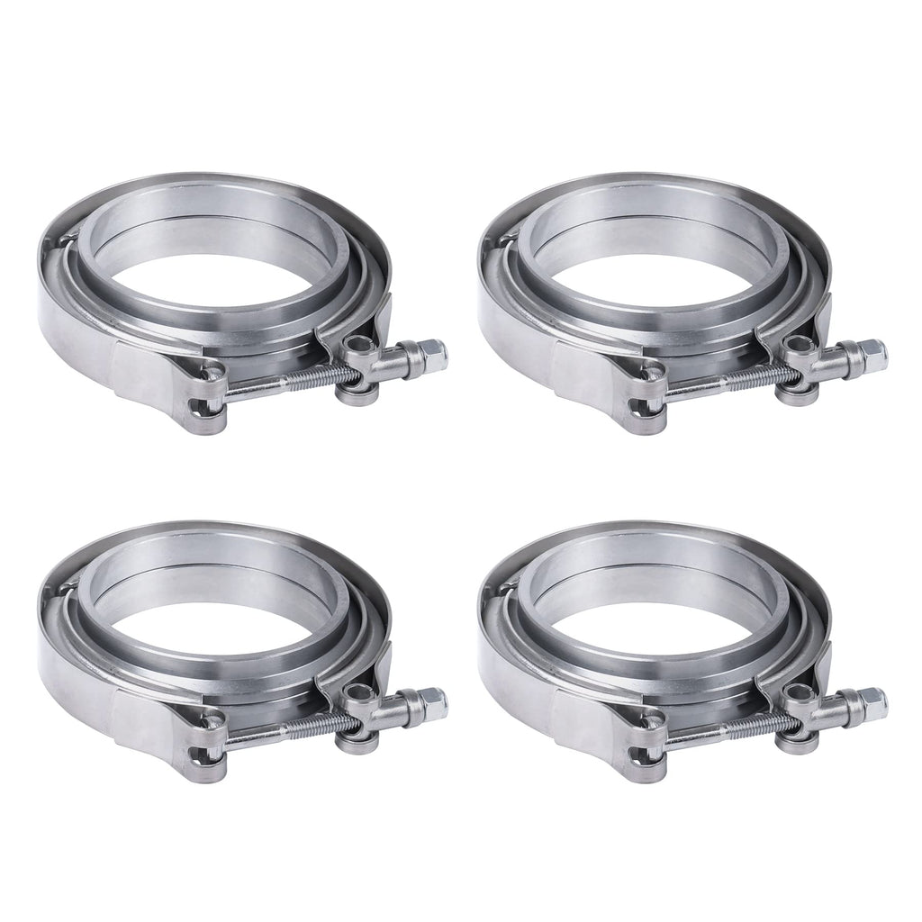 2.25" V-Band Flange Clamp Kit With Ridge Stainless Steel Replacement For Exhaust Downpipe 2.25 Inch
