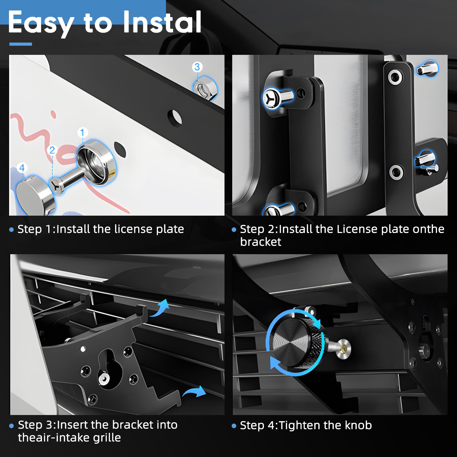 The Original No Drill Front License Plate Holder Fit for 2017-2023 Tesla Model 3& 2020-2024 Tesla Model Y with Safety Design, No Adhesives License Frame
