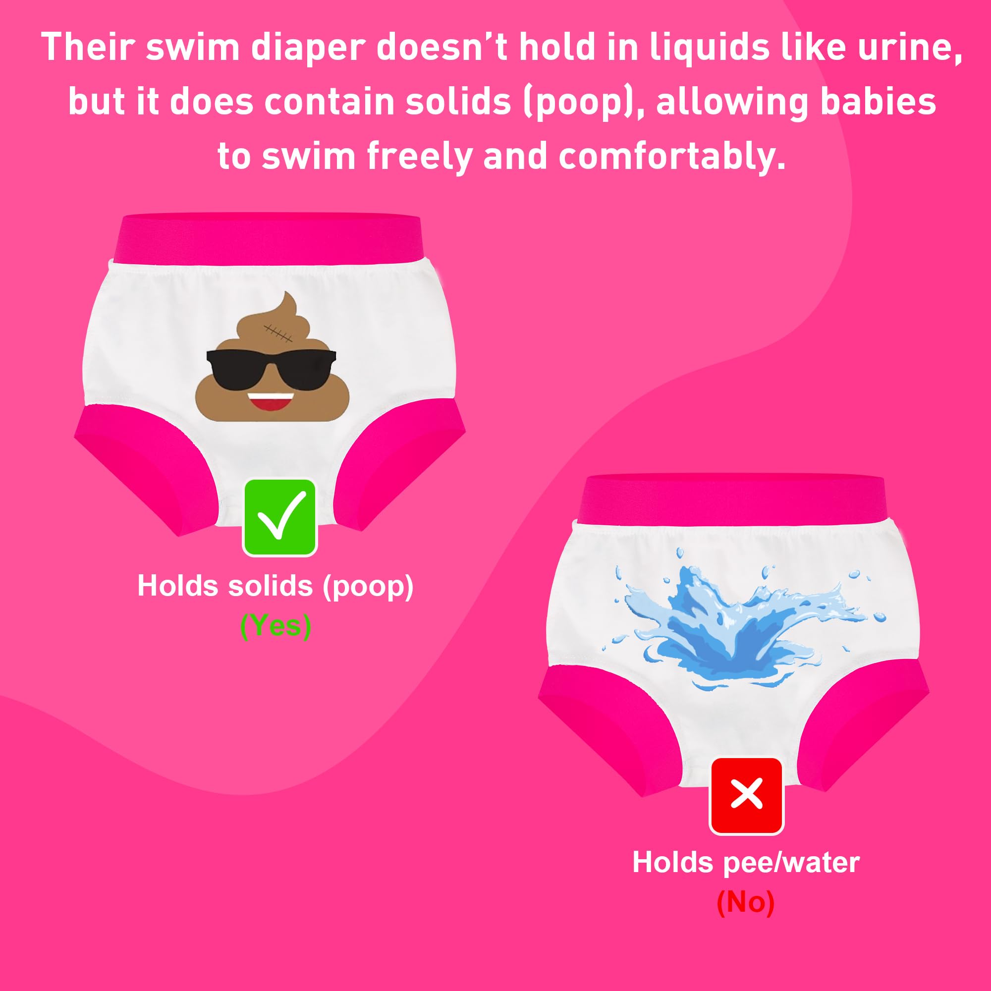 BIG ELEPHANT Baby Swim Diapers 3pcs, Reusable Adjustable Washable Waterproof Swimming Diaper for Boy's and Girl's 6Months - 5 Years
