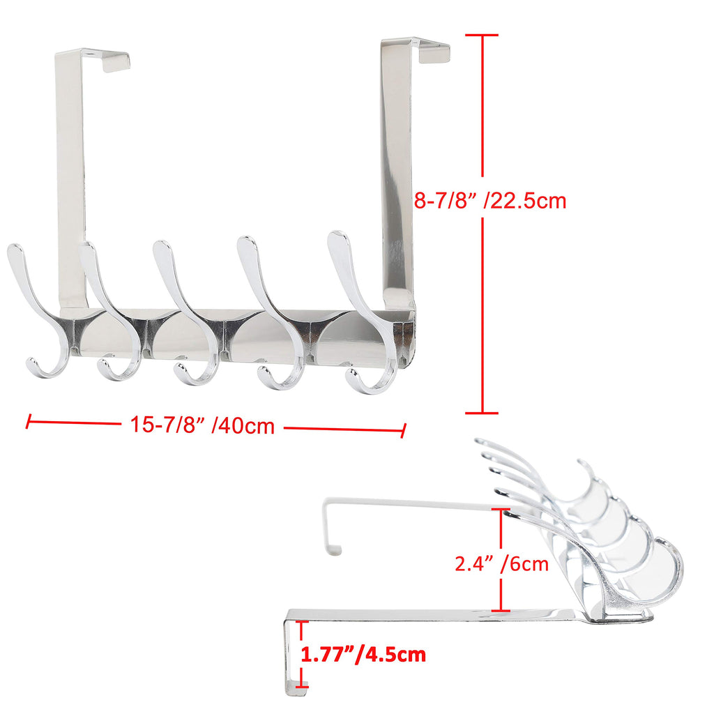 SKOLOO Over The Door Hook, Door Hanger Hooks for Hanging Clothes, Towels, Coats, Hats, Over The Door Towel Hook - Black, Assembly Required