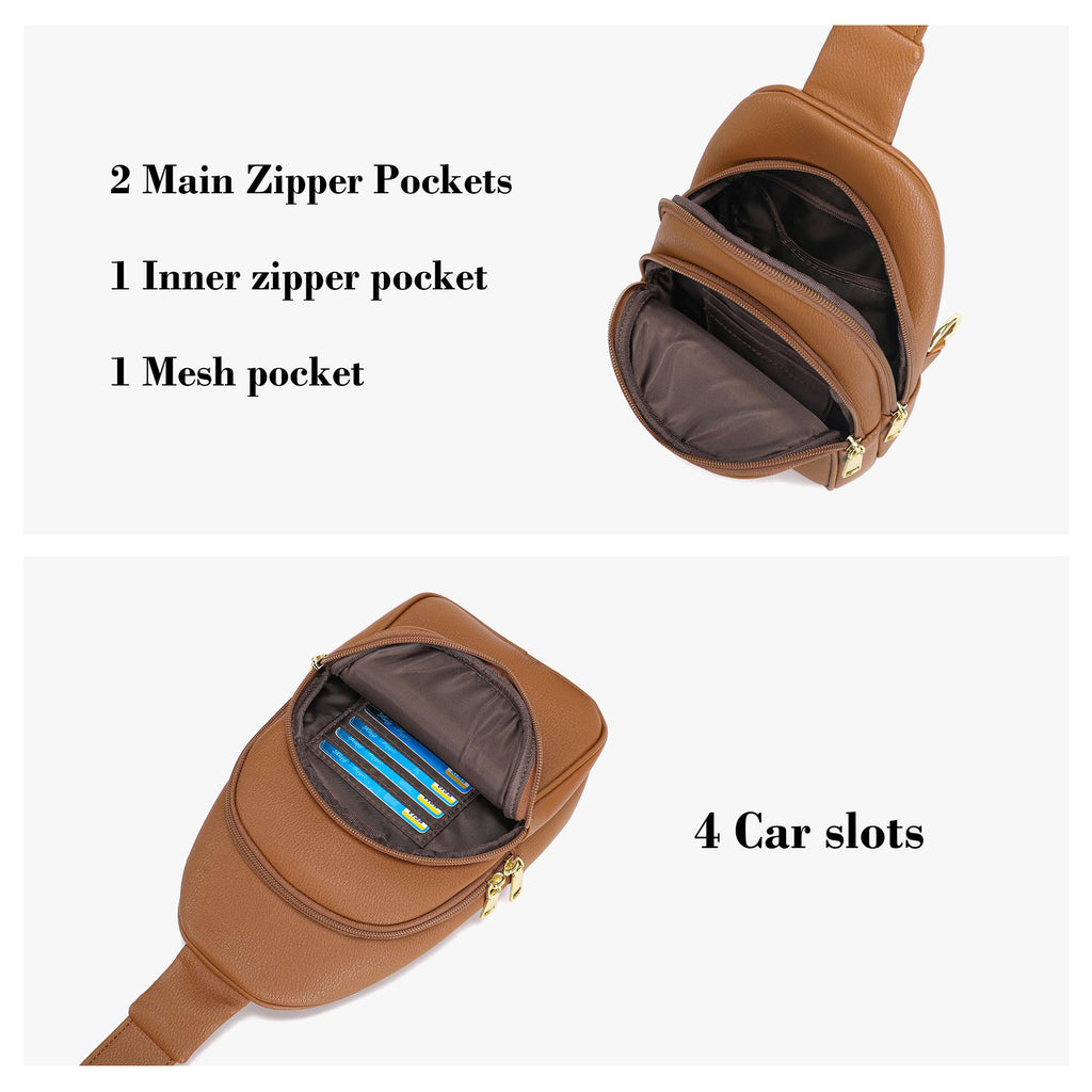 INICAT Small Crossbody Sling Bags Faux Leather Fanny Packs Purses for Women Everyday & Travel