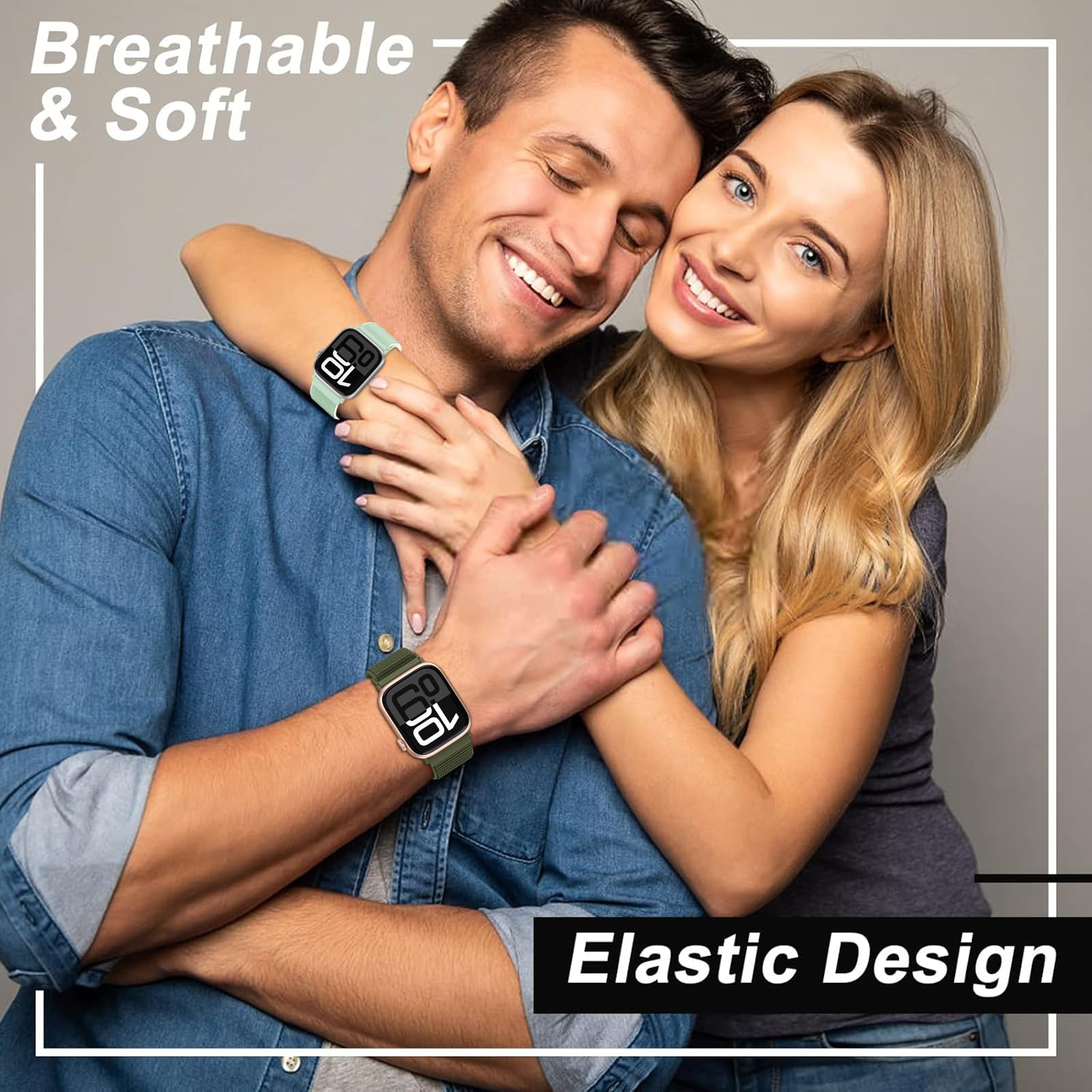 Nylon Sport Band Compatible with Apple Watch Band 38mm 40mm 41mm 42mm 44mm 45mm 46mm 49mm, Adjustable Breathable Women Men Braided Strap Loop for iWatch Series 11/10/9/8/7/6/5/SE Ultra 3/2/1