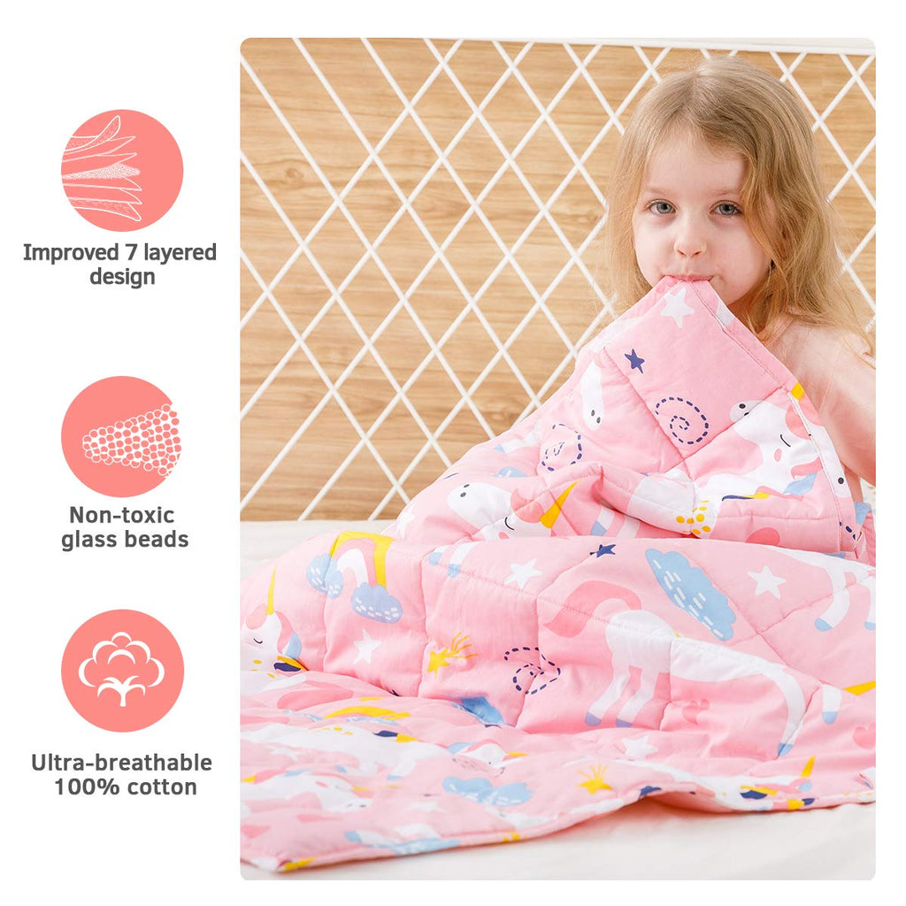 Mr. Sandman Weighted Blanket 3 Pounds Washable, Best for 20-40lb Breathable Cotton Heavy Blanket with Nontoxic Glass Beads - 36" x 48" Cute Cat